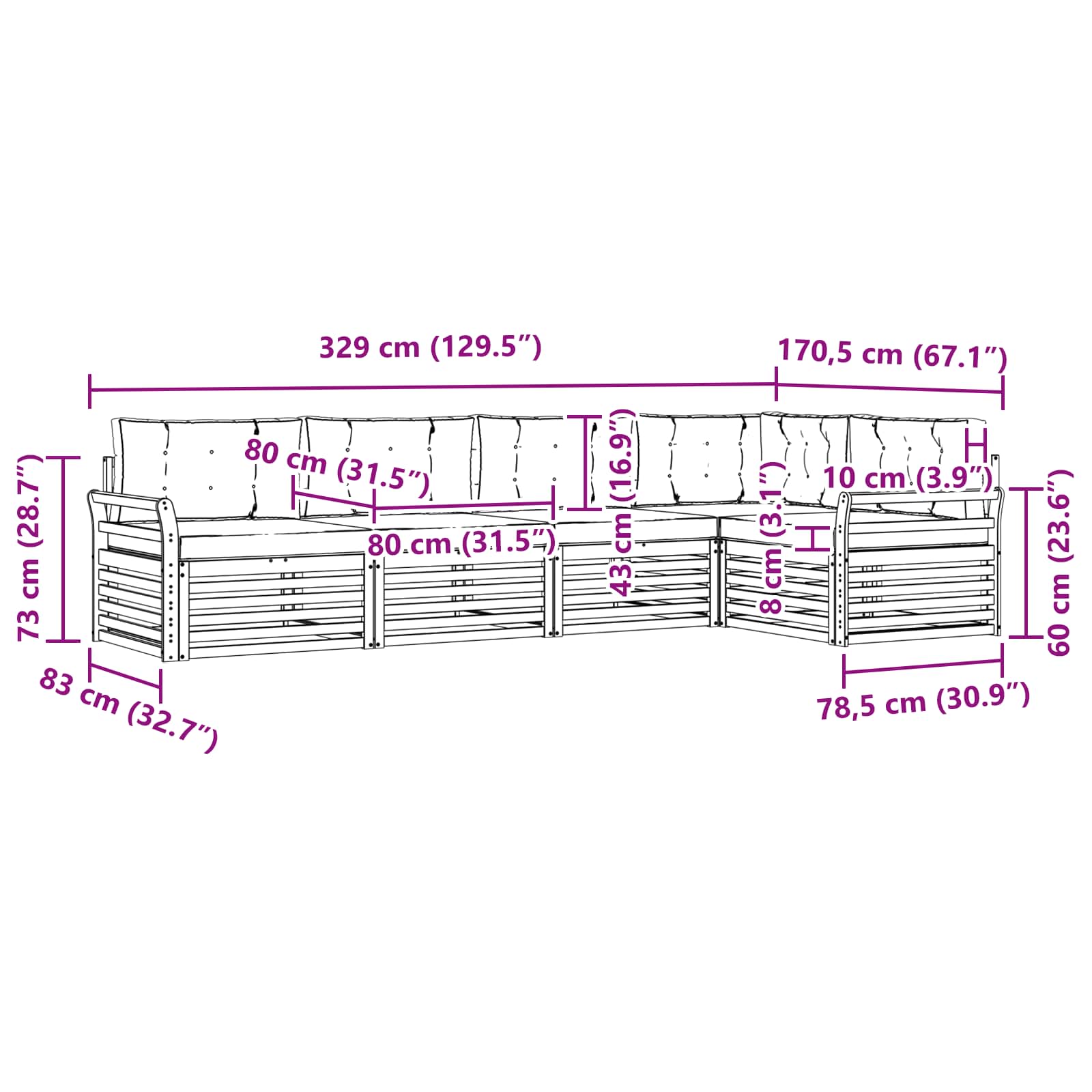 Outdoor-Sofagarnitur 5 stk. Natur und Anthrazit