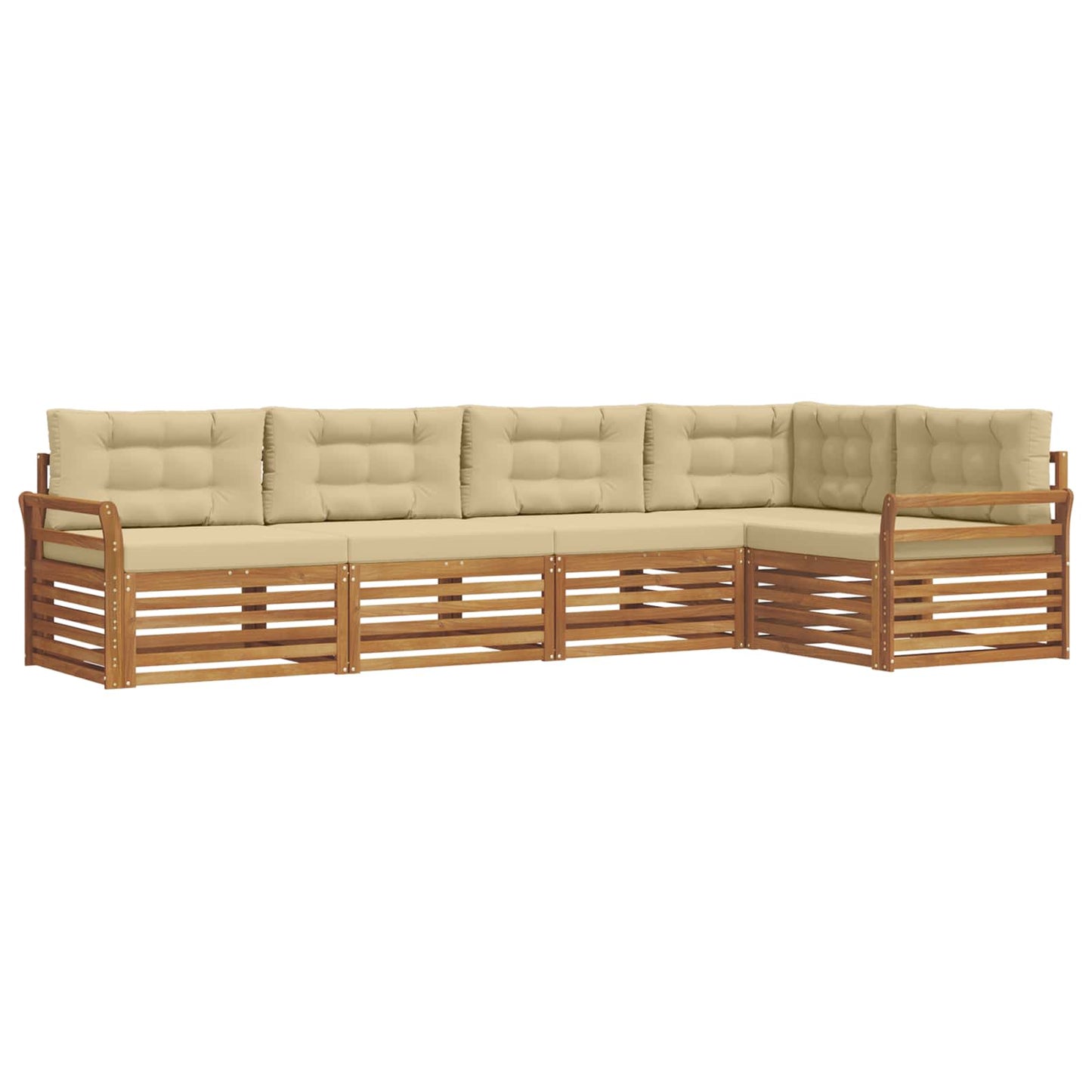 Outdoor-Sofagarnitur mit Kissen 5 pcs Natur und Beige