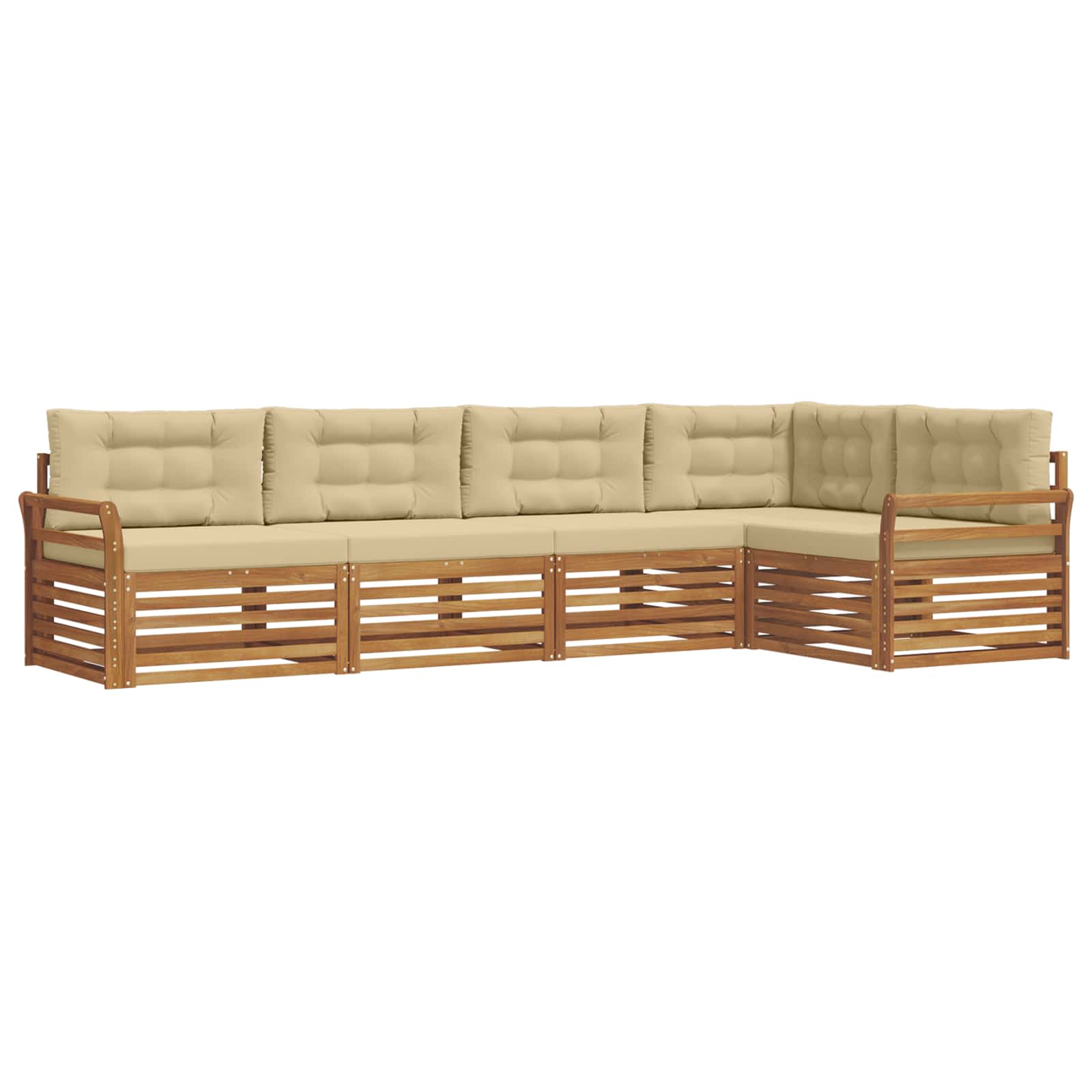 Outdoor-Sofagarnitur mit Kissen 5 pcs Natur und Beige