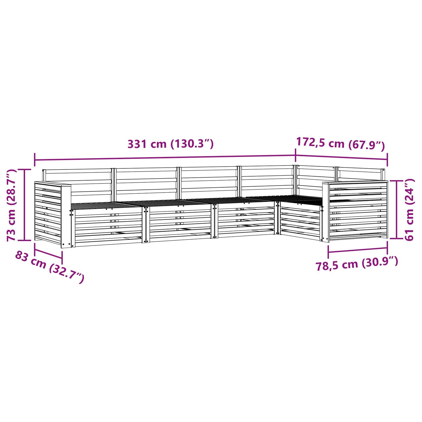Outdoor-Sofagarnitur 5 pcs Natur