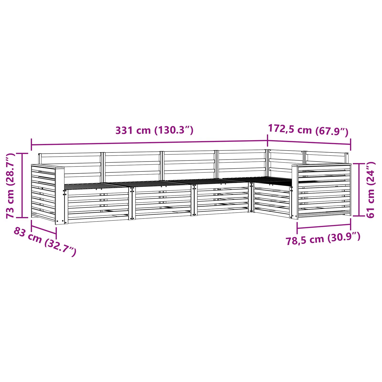 Outdoor-Sofagarnitur 5 pcs Natur