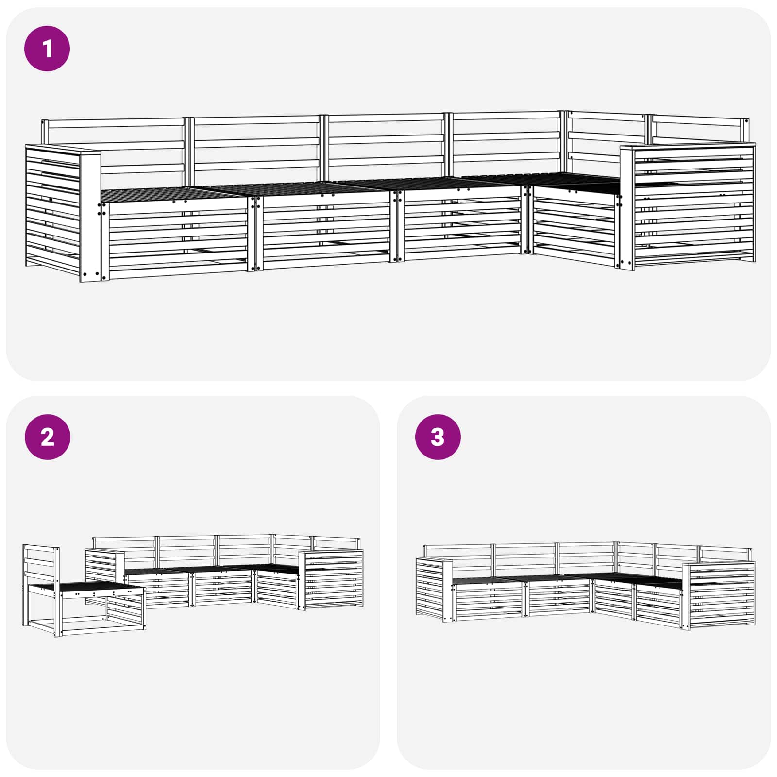 Outdoor-Sofagarnitur 5 pcs Natur