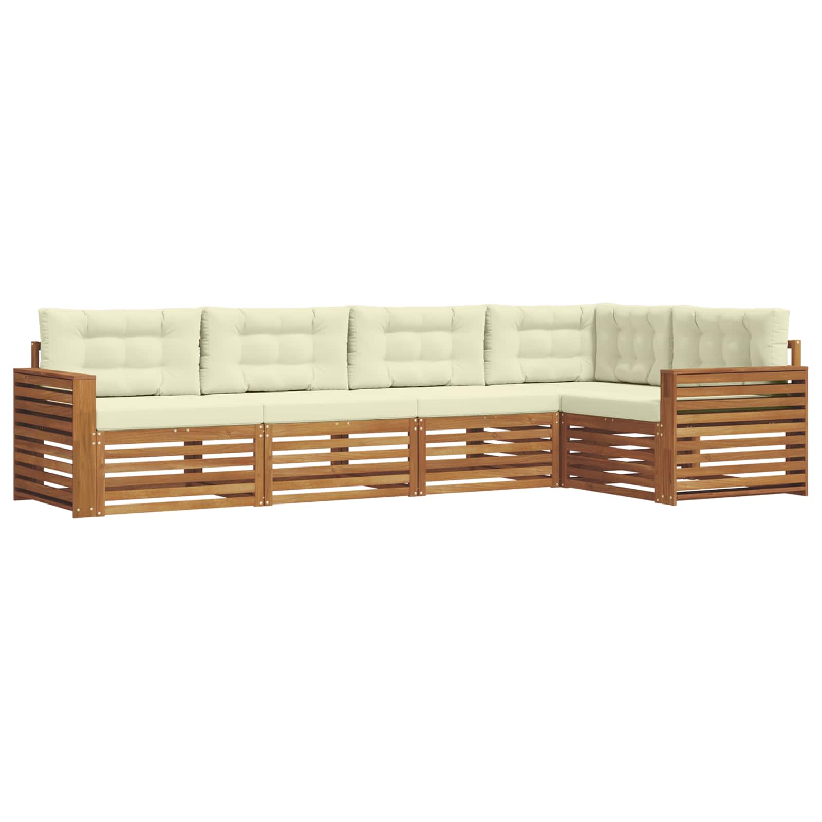 Outdoor-Sofagarnitur mit Kissen 5 pcs Natur und Creme