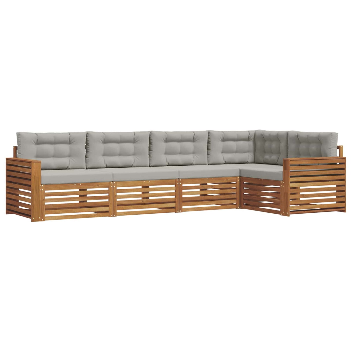 Outdoor-Sofagarnitur mit Kissen 5 pcs Natürlich und Hellgrau