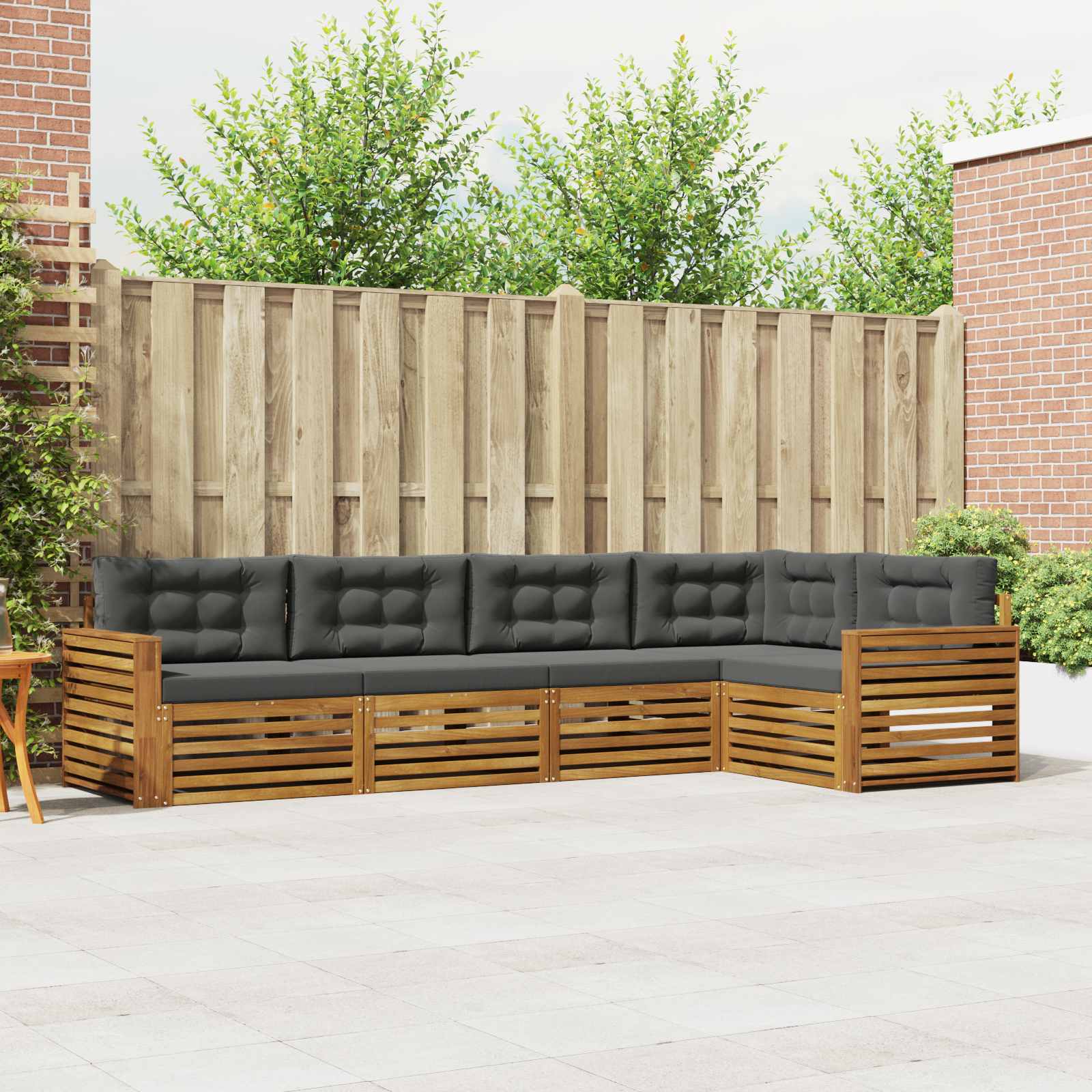 Outdoor-Sofagarnitur 5 stk. Natur und Anthrazit