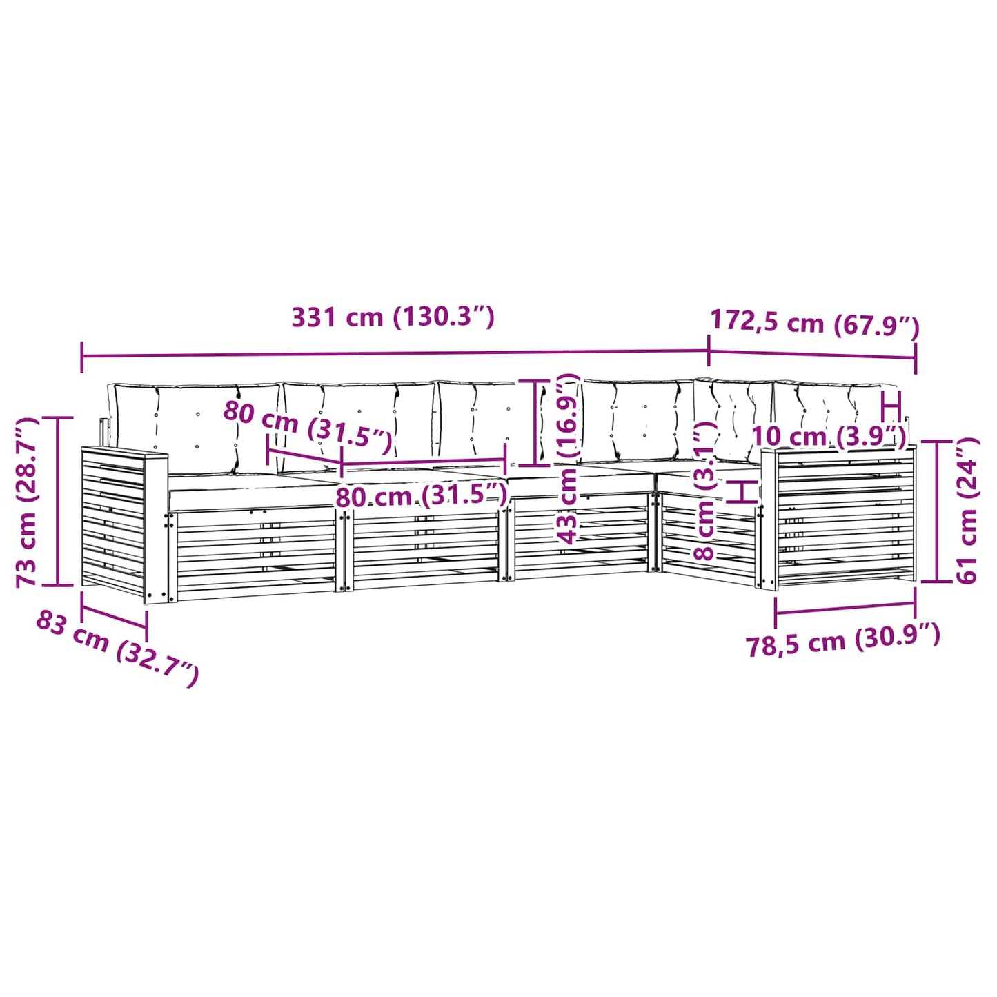 Outdoor-Sofagarnitur 5 stk. Natur und Anthrazit