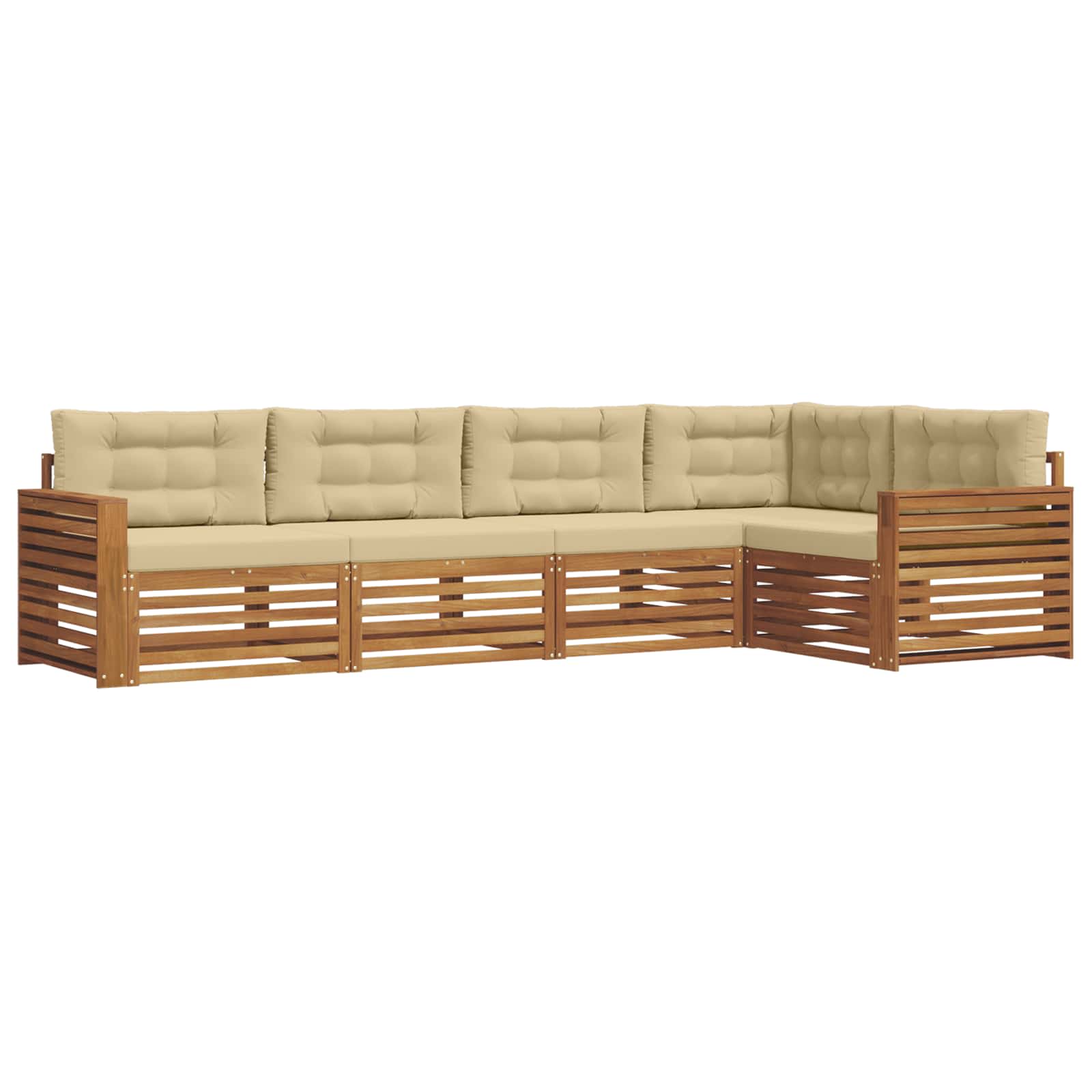 Outdoor-Sofagarnitur 5 stk. Natur und Beige