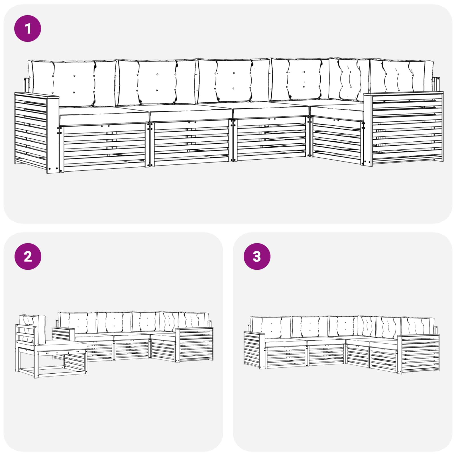 Outdoor-Sofagarnitur 5 stk. Natur und Beige