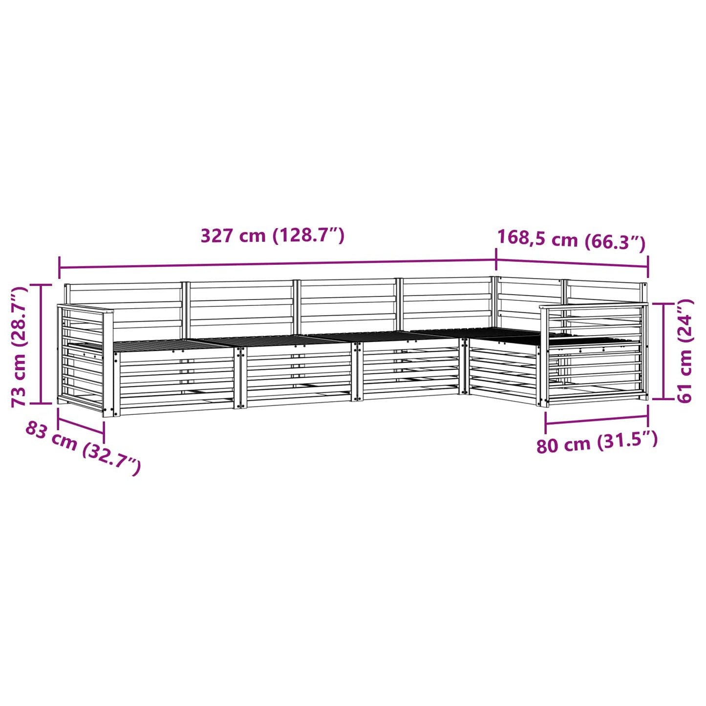 Outdoor-Sofagarnitur 5 pcs Natur