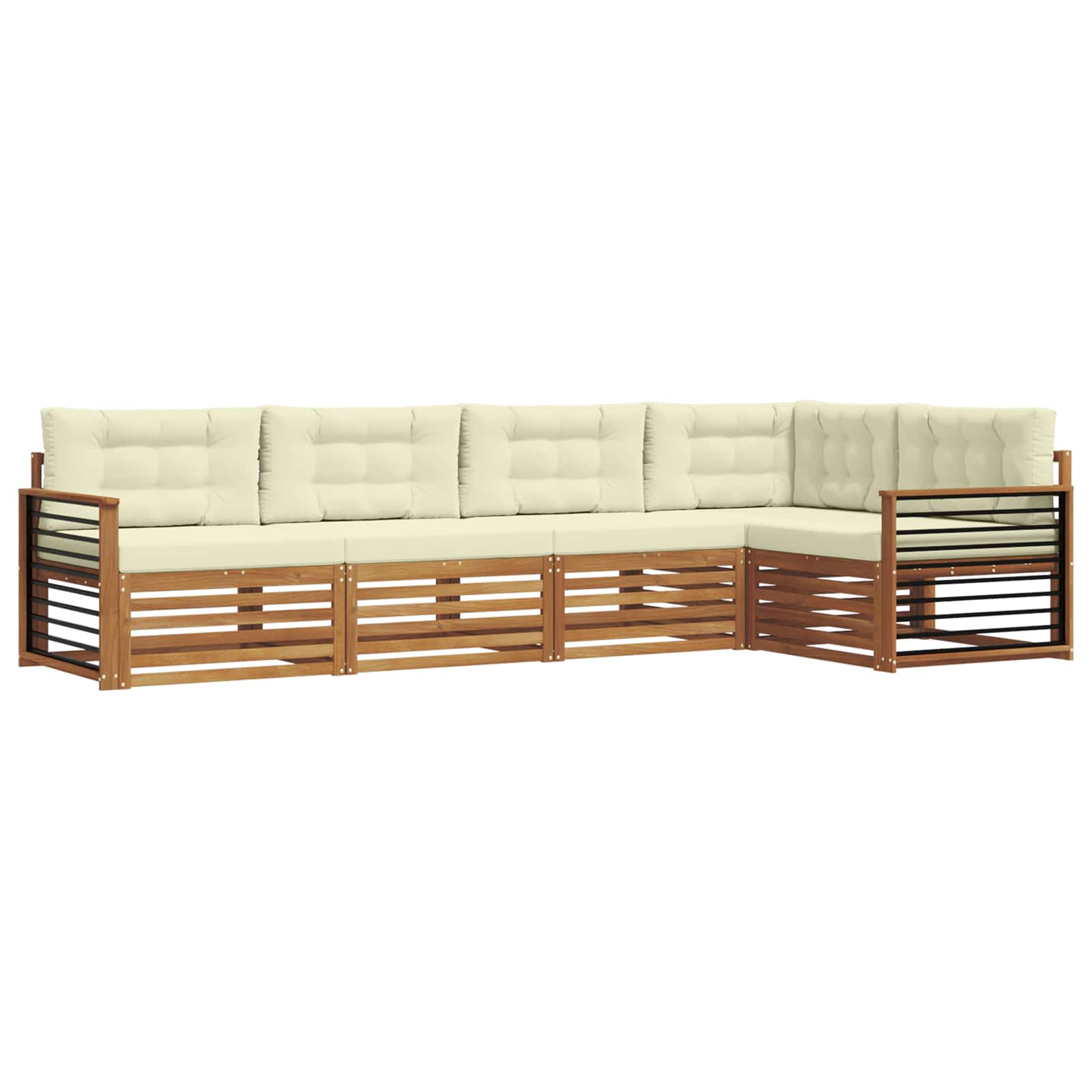 Outdoor-Sofagarnitur 5 stk. Natur und Creme