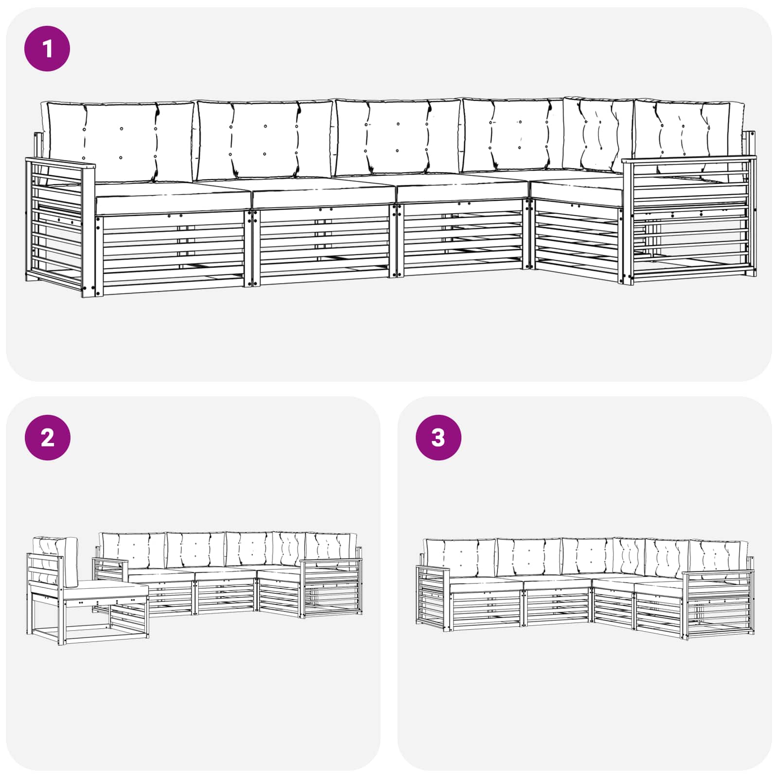 Outdoor-Sofagarnitur 5 stk. Natur und Creme