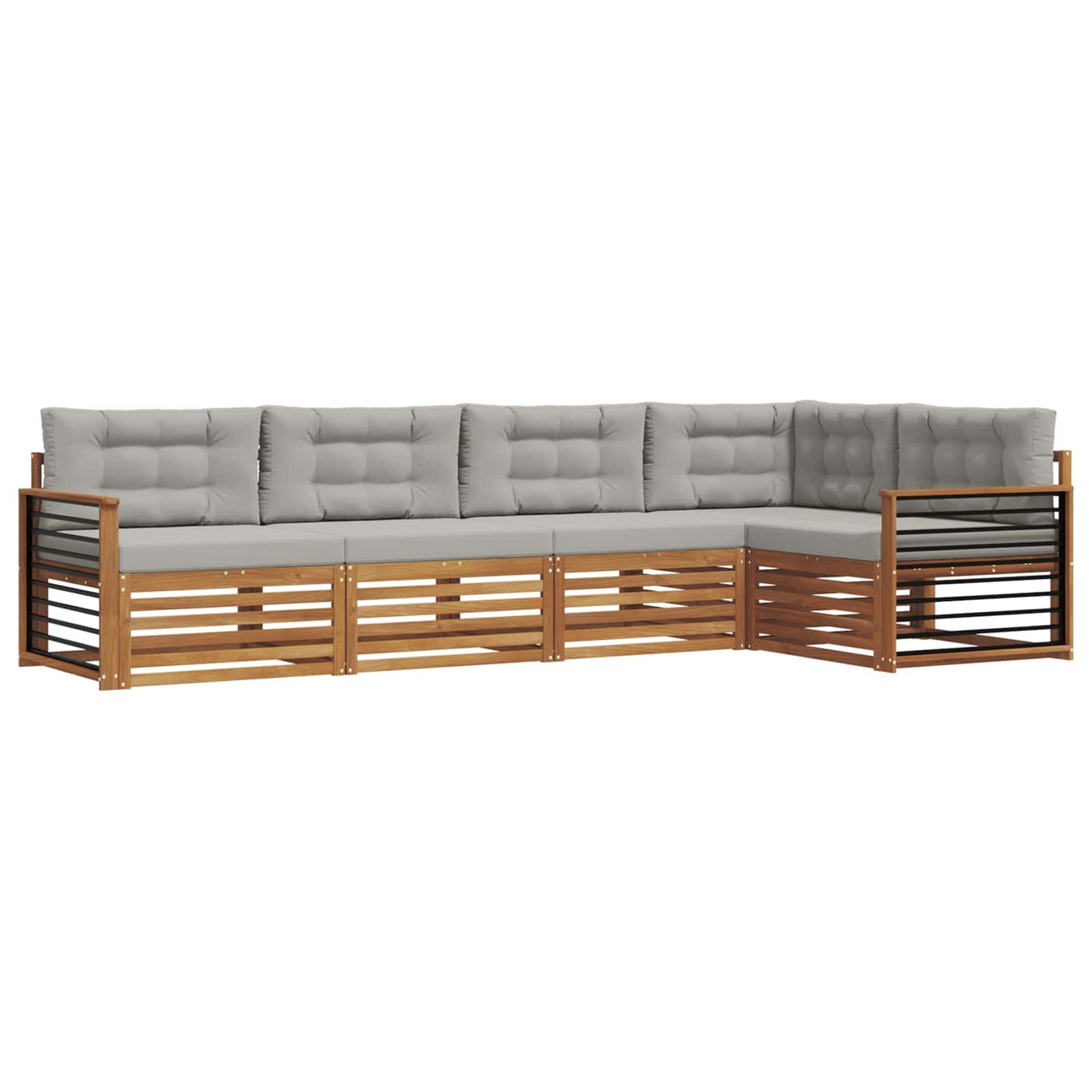 Outdoor-Sofagarnitur mit Kissen 5 pcs Natürlich und Hellgrau