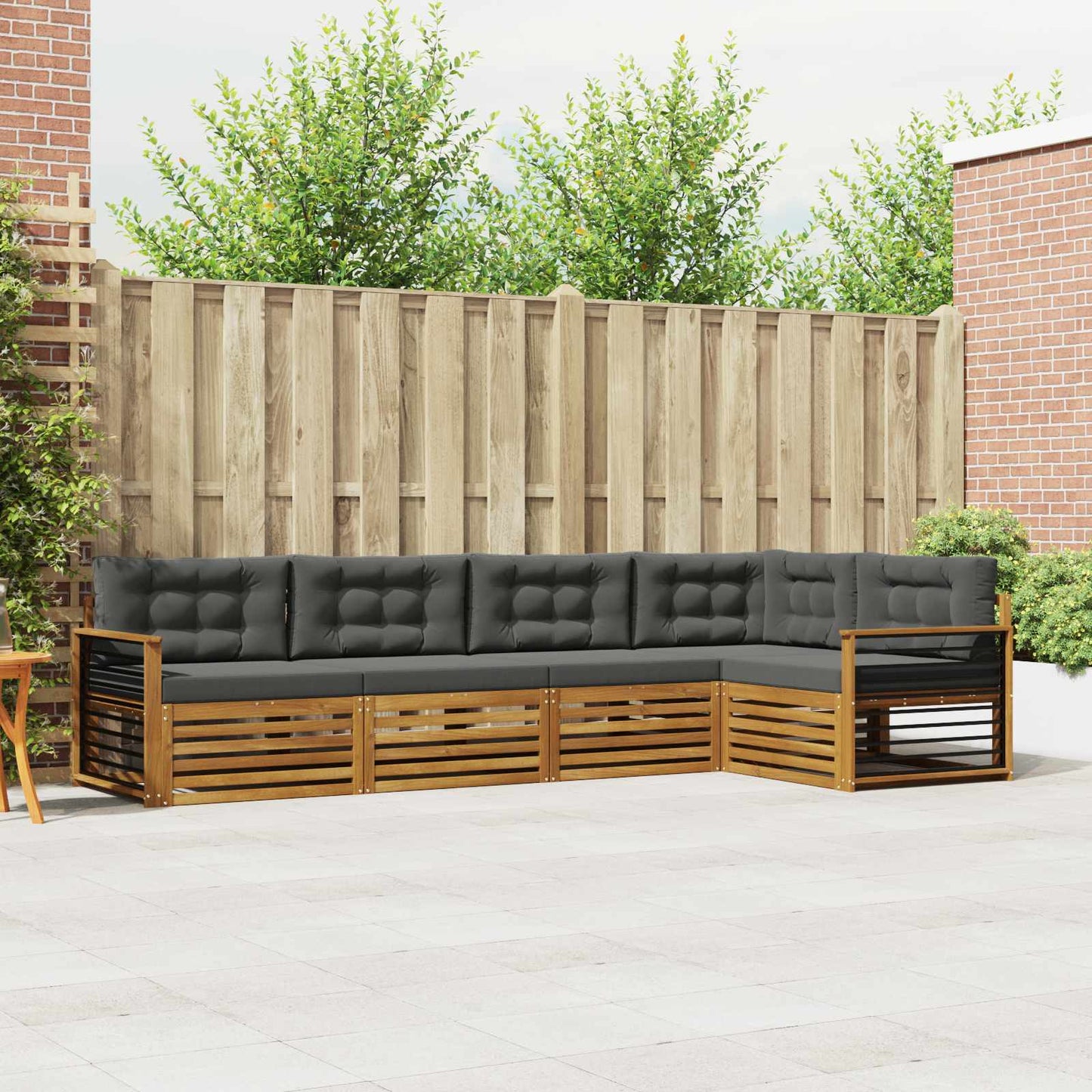 Outdoor-Sofagarnitur 5 stk. Natur und Anthrazit