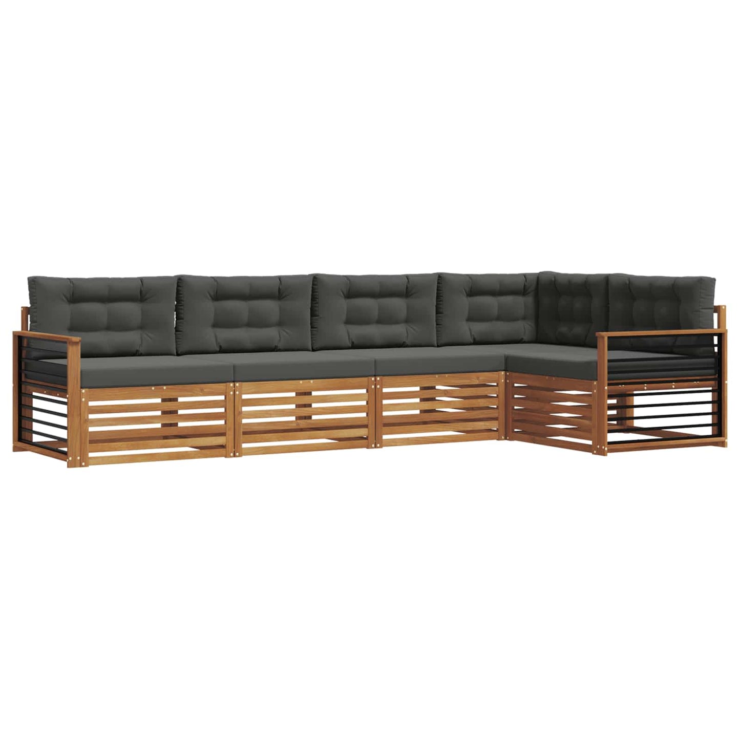 Outdoor-Sofagarnitur 5 stk. Natur und Anthrazit