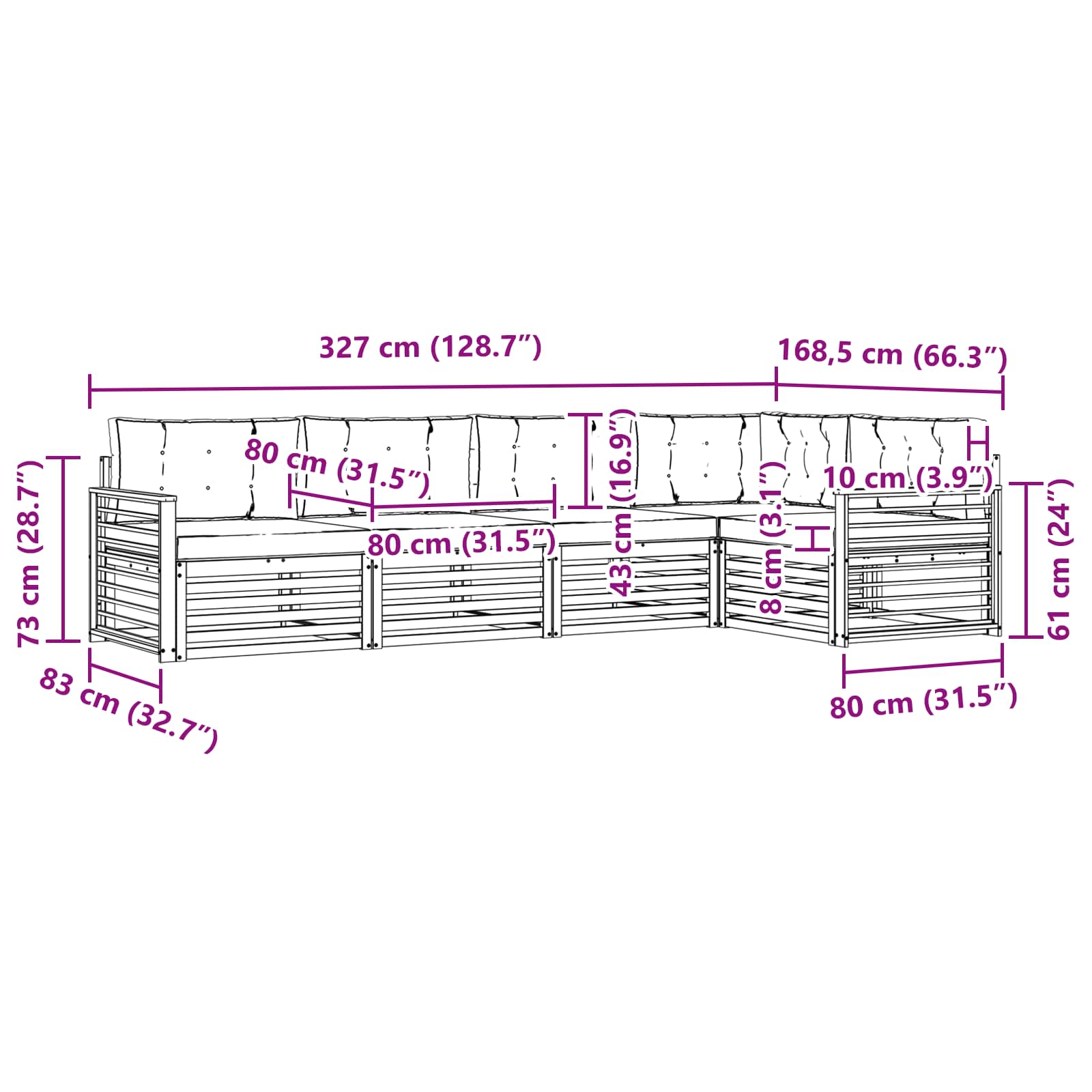 Outdoor-Sofagarnitur 5 stk. Natur und Anthrazit