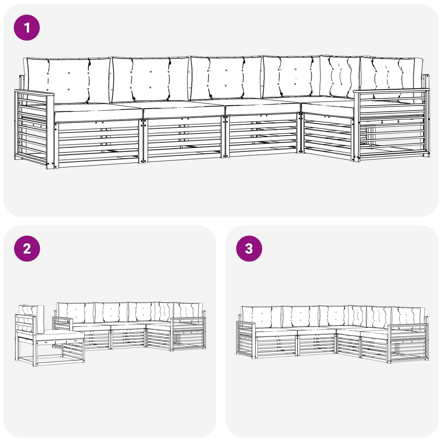 Outdoor-Sofagarnitur 5 stk. Natur und Anthrazit