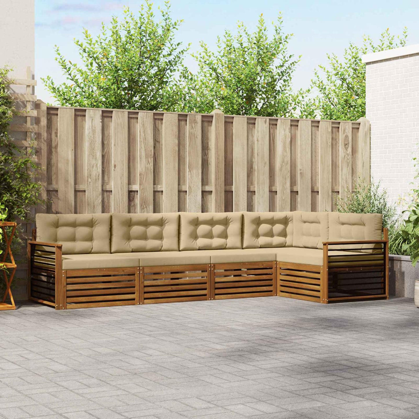 Outdoor-Sofagarnitur 5 stk. Natur und Beige