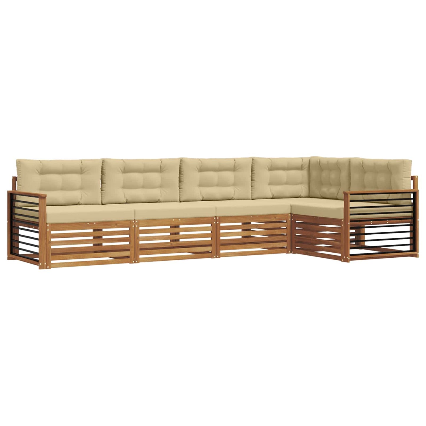 Outdoor-Sofagarnitur 5 stk. Natur und Beige