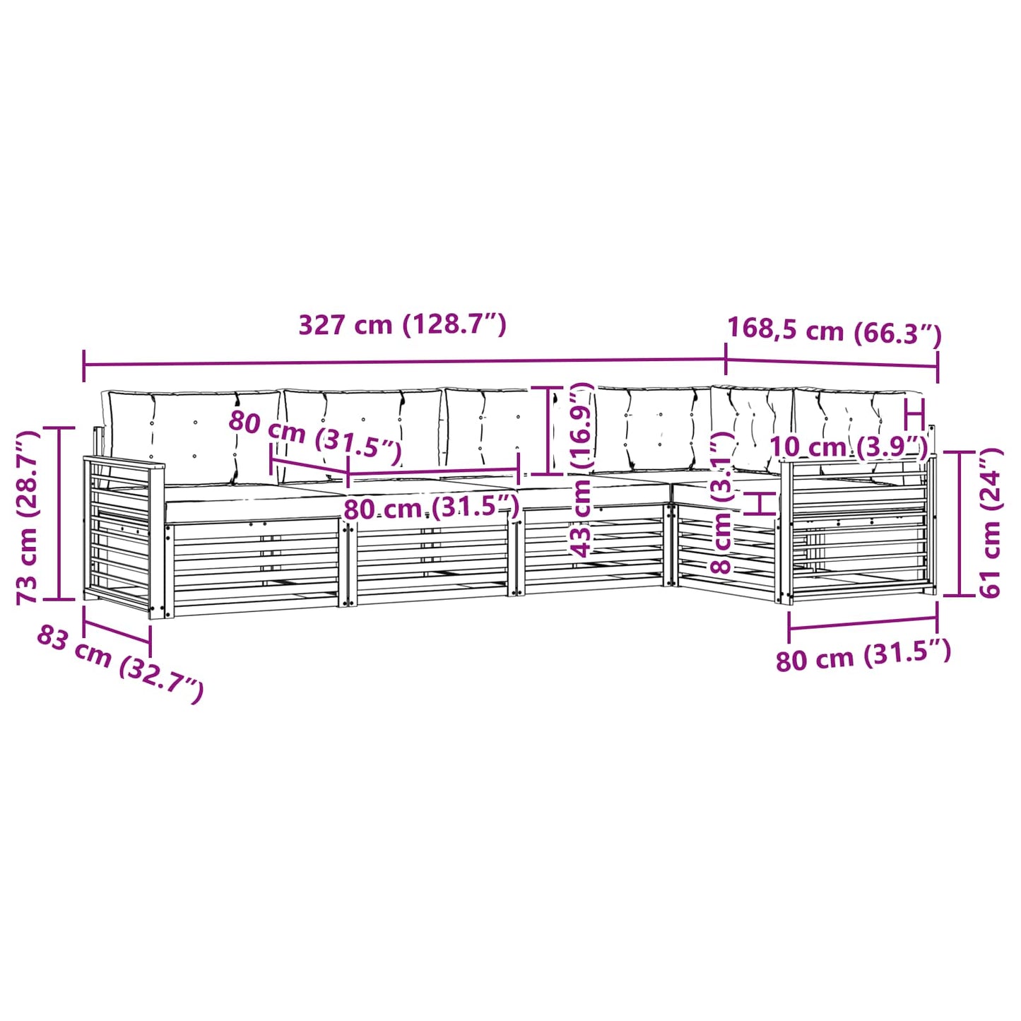 Outdoor-Sofagarnitur 5 stk. Natur und Beige