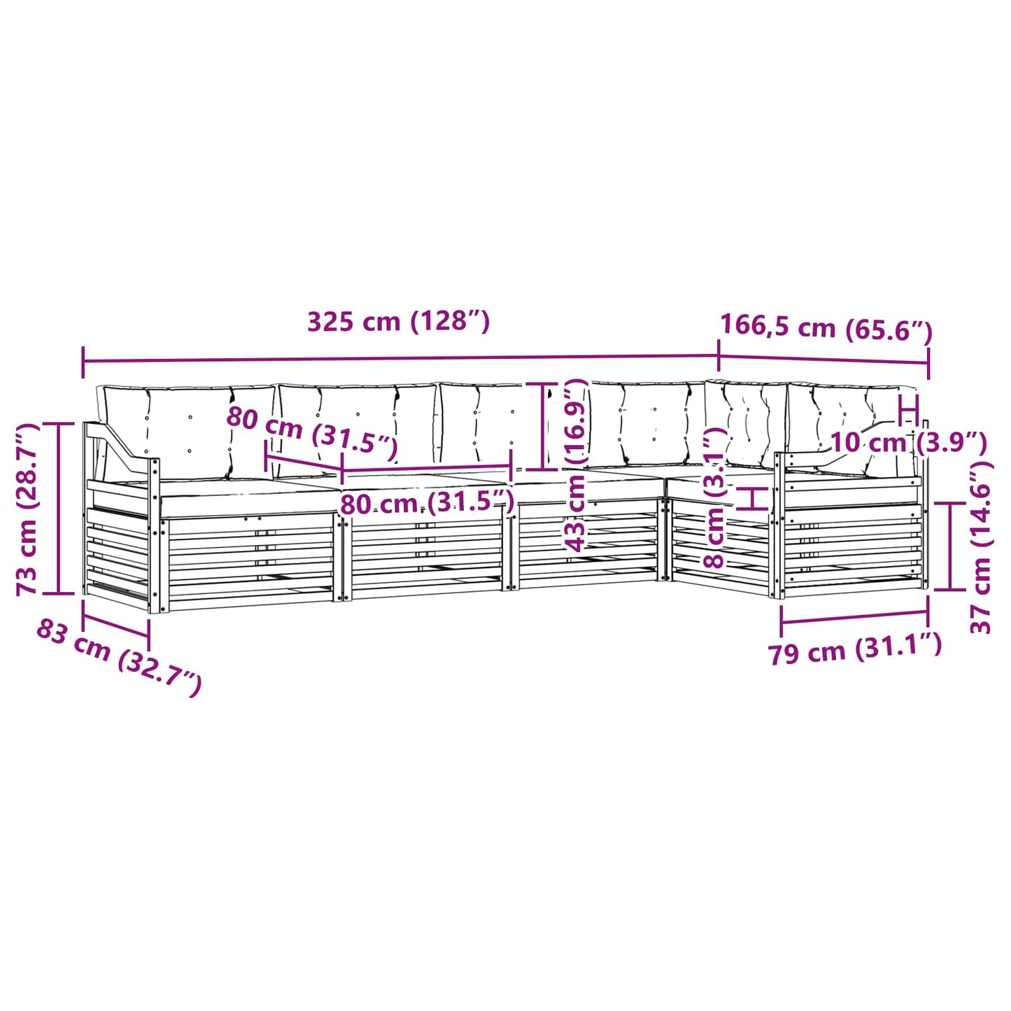 Outdoor-Sofagarnitur 5 stk. Natur und Creme