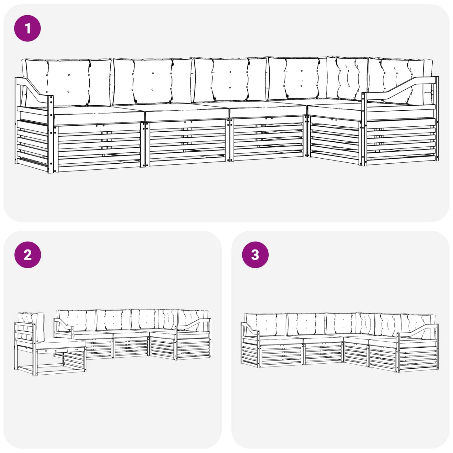 Outdoor-Sofagarnitur 5 stk. Natur und Creme