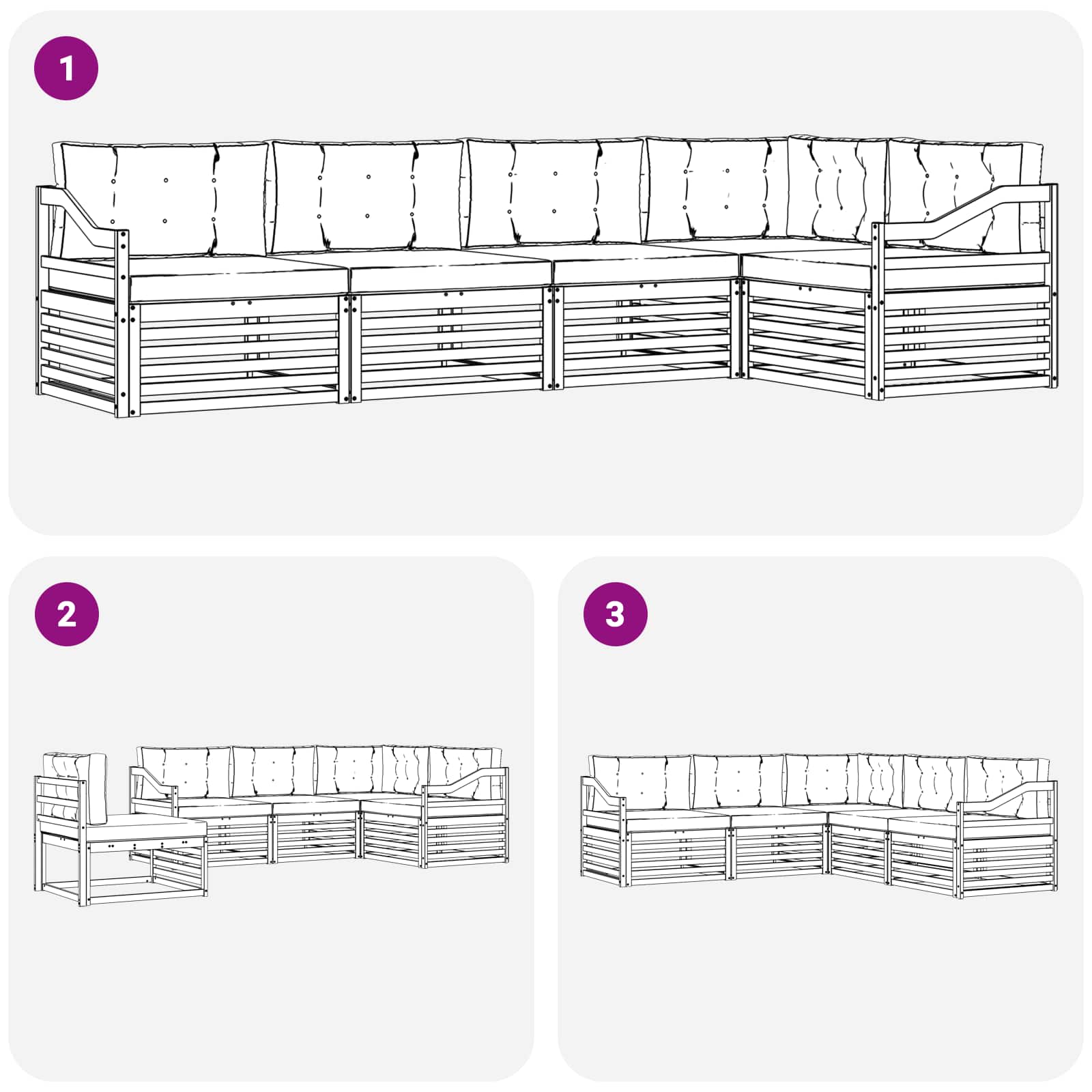Outdoor-Sofagarnitur 5 stk. Natur und Creme