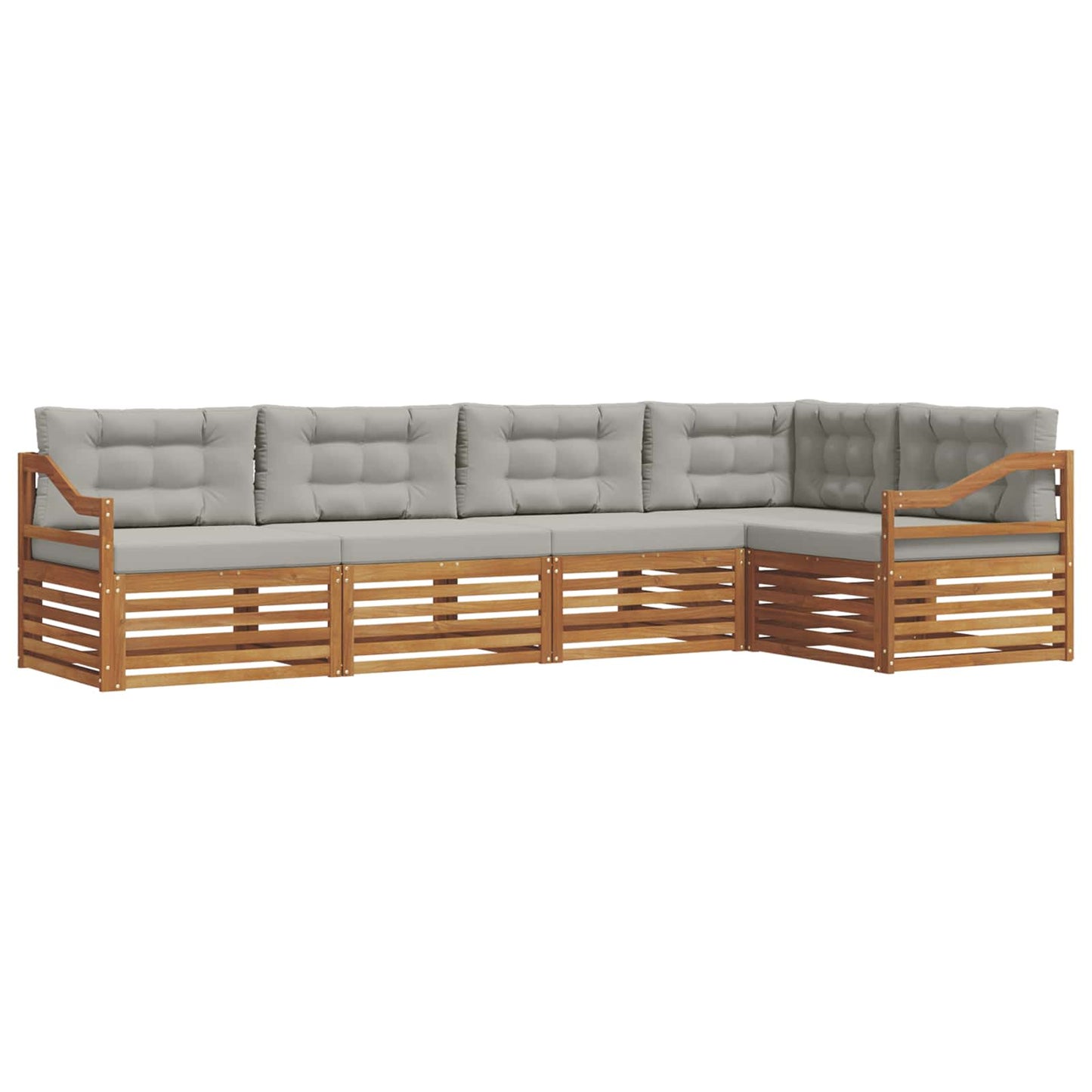 Outdoor-Sofagarnitur mit Kissen 5 pcs Natürlich und Hellgrau