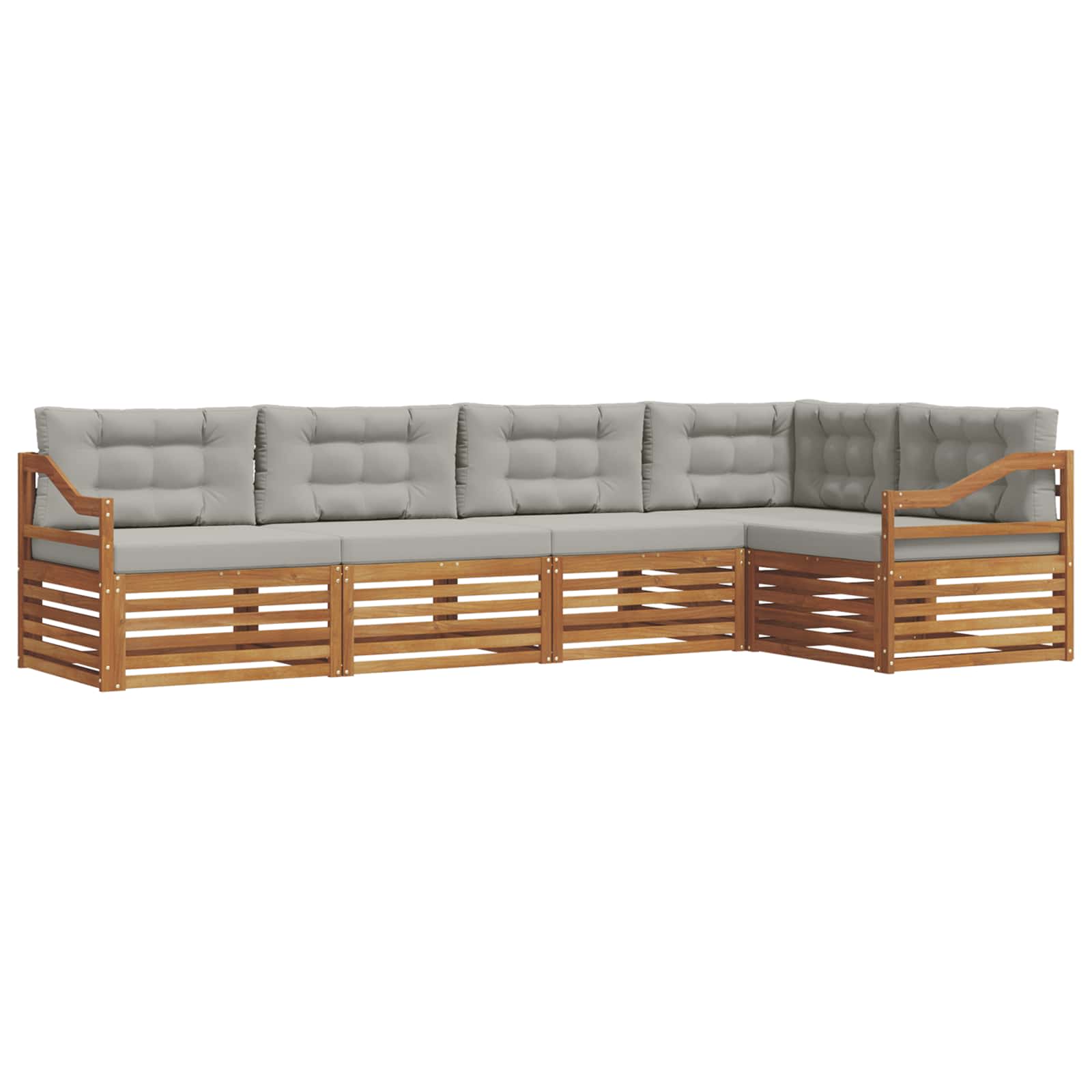 Outdoor-Sofagarnitur mit Kissen 5 pcs Natürlich und Hellgrau