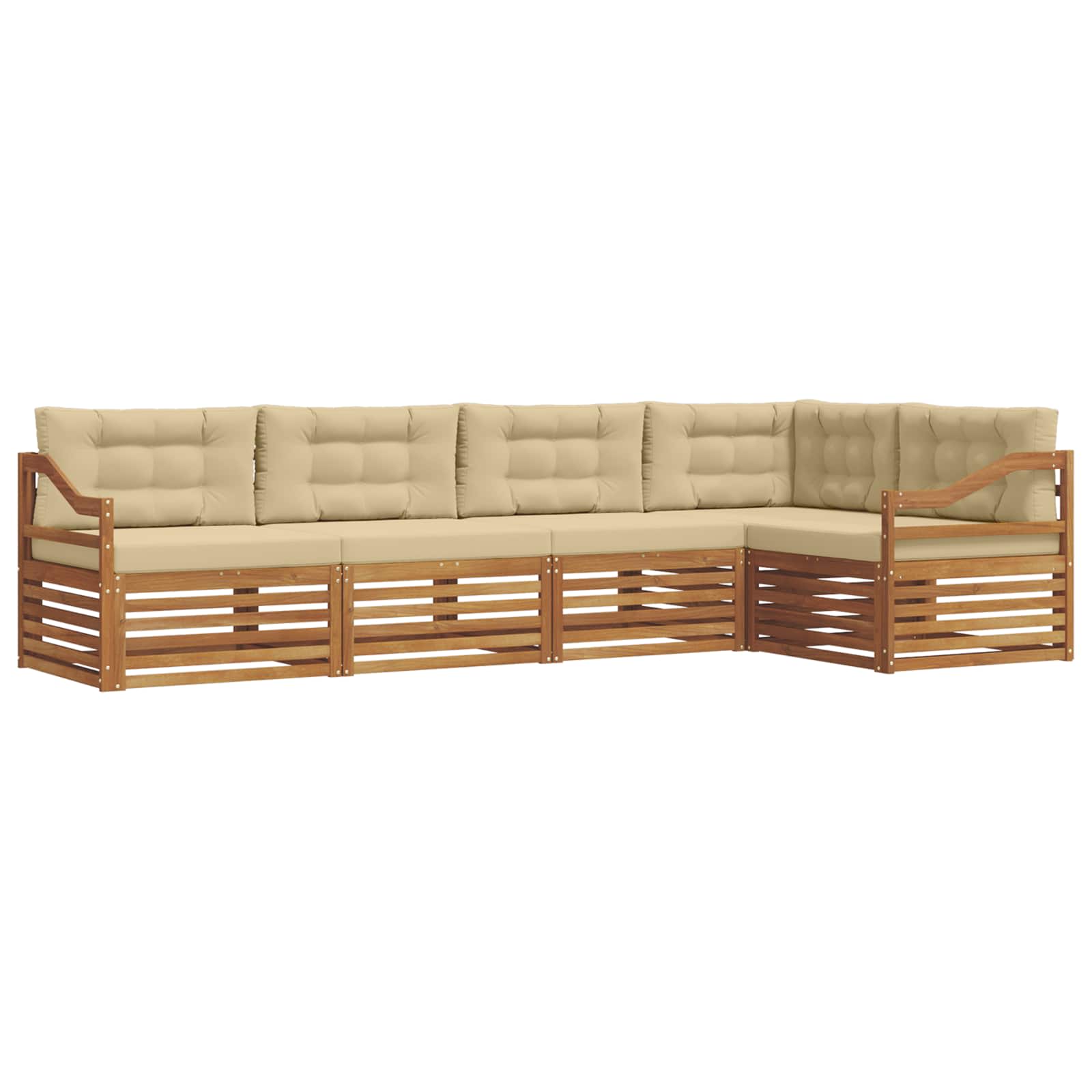 Outdoor-Sofagarnitur mit Kissen 5 pcs Natur und Beige