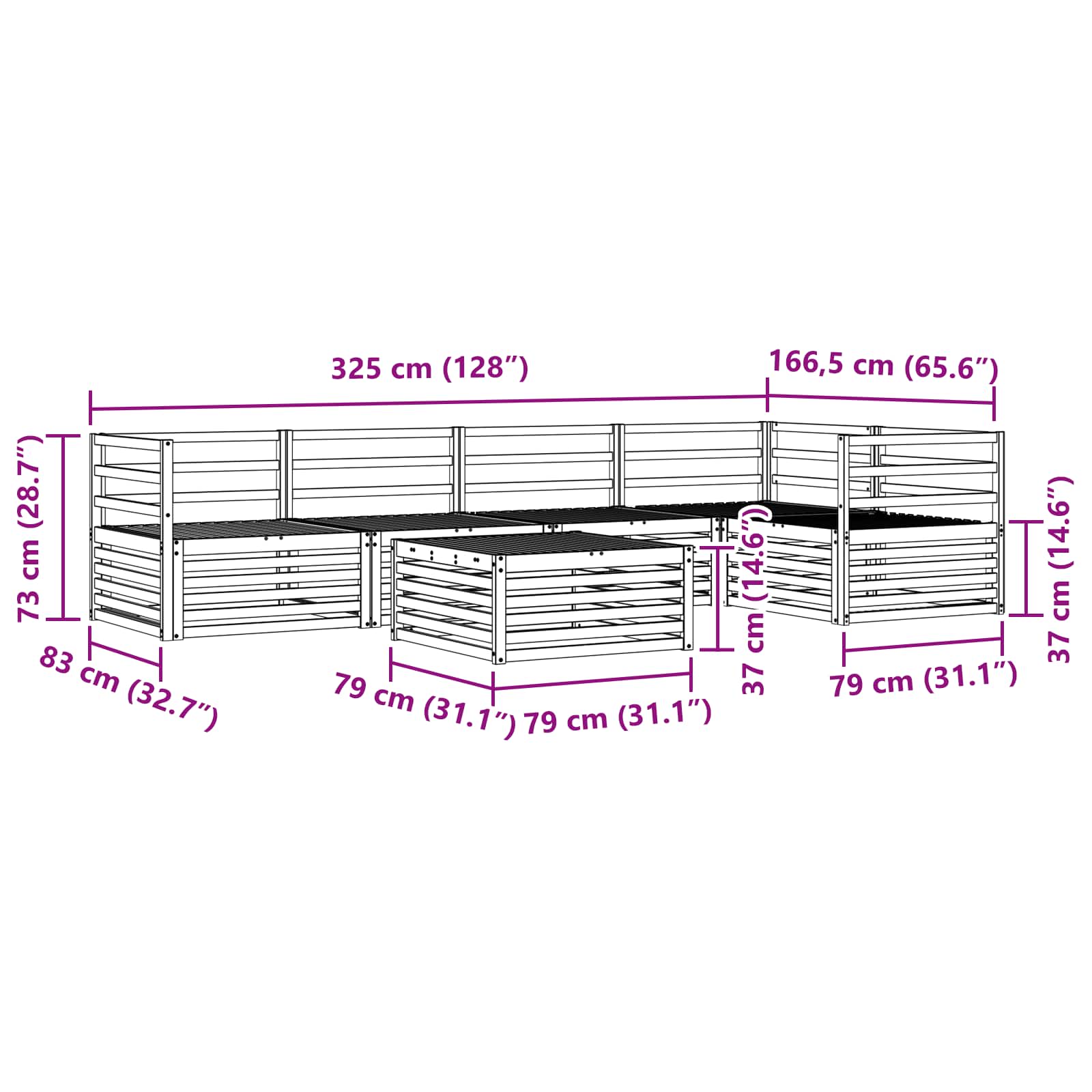 Outdoor-Sofagarnitur 6 pcs Natur