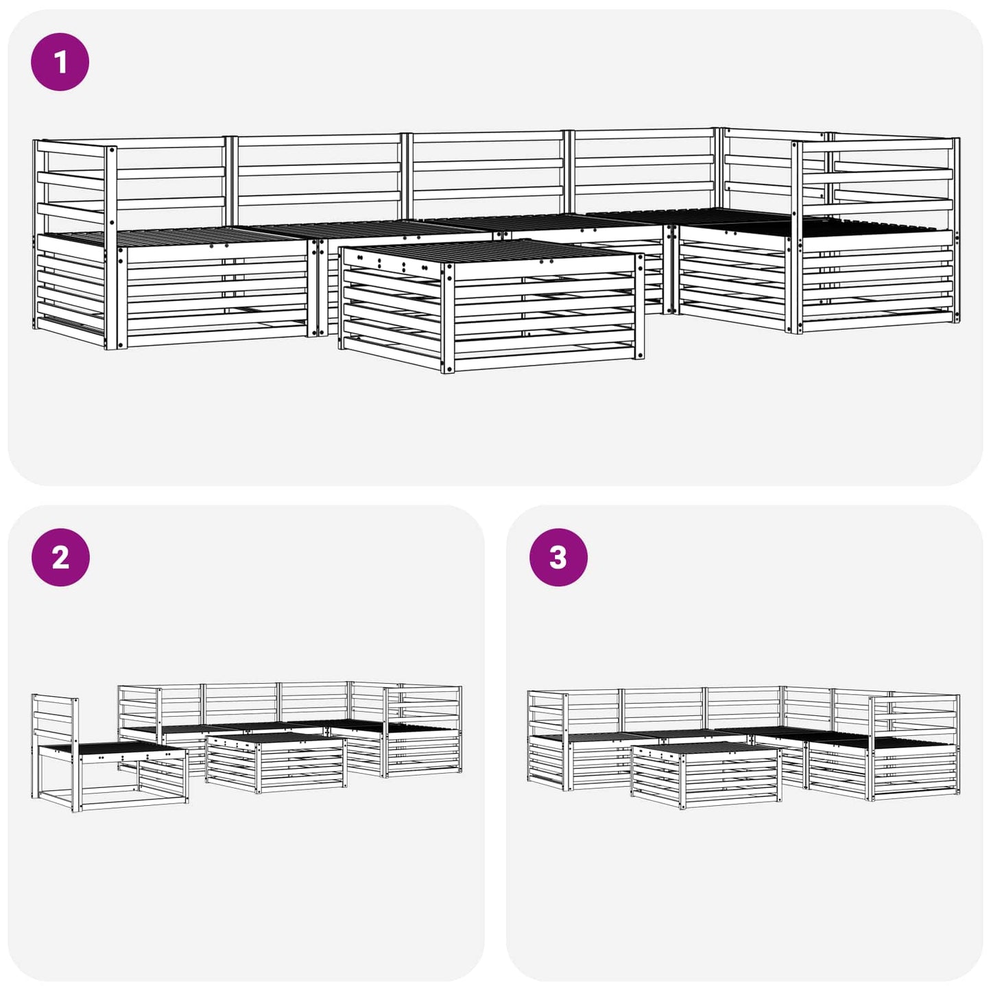 Outdoor-Sofagarnitur 6 pcs Natur