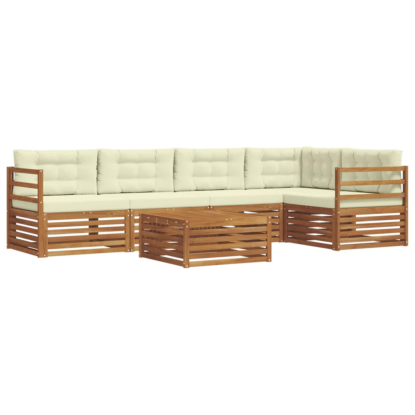 Outdoor-Sofagarnitur mit Kissen 6 pcs Natur und Creme