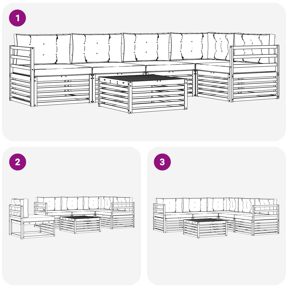 Outdoor-Sofagarnitur 6 stk. Natur und Creme