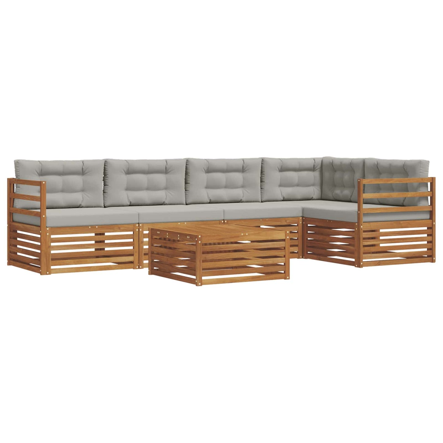 Outdoor-Sofagarnitur mit Kissen 6 pcs Natürlich und Hellgrau