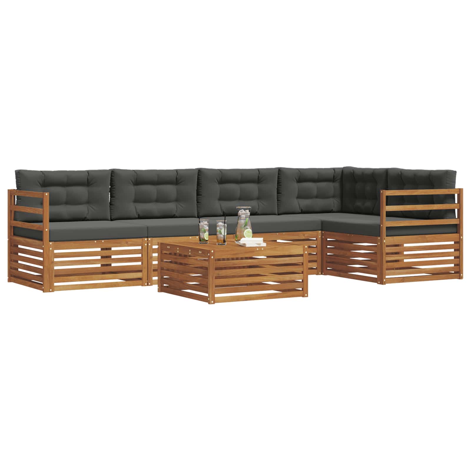 Outdoor-Sofagarnitur 6 stk. Natur und Anthrazit