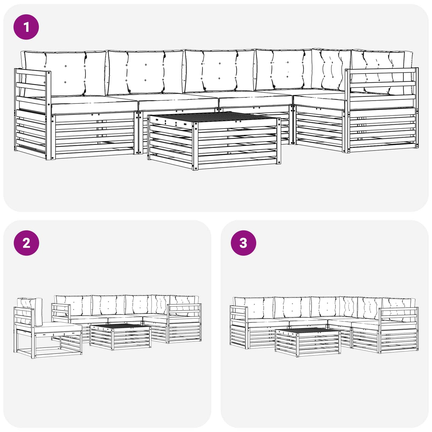 Outdoor-Sofagarnitur 6 stk. Natur und Anthrazit