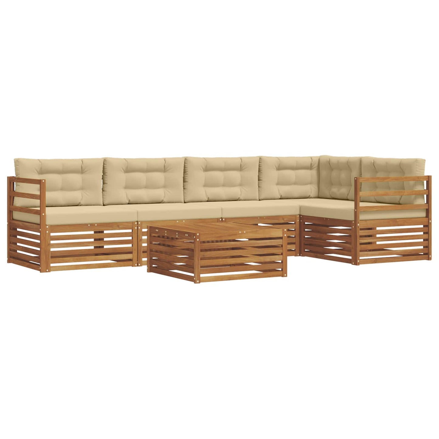 Outdoor-Sofagarnitur mit Kissen 6 pcs Natur und Beige
