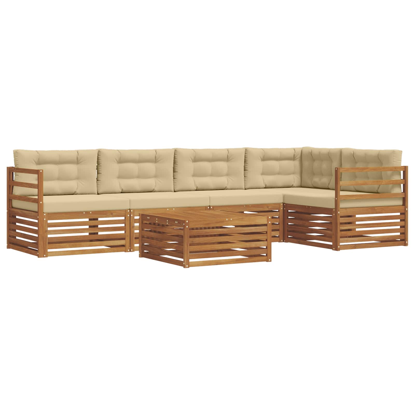 Outdoor-Sofagarnitur mit Kissen 6 pcs Natur und Beige