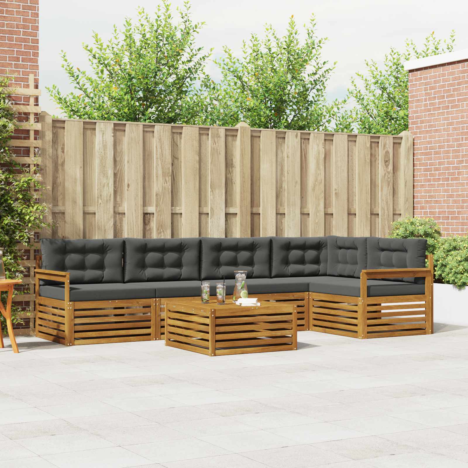 Outdoor-Sofagarnitur 6 stk. Natur und Anthrazit