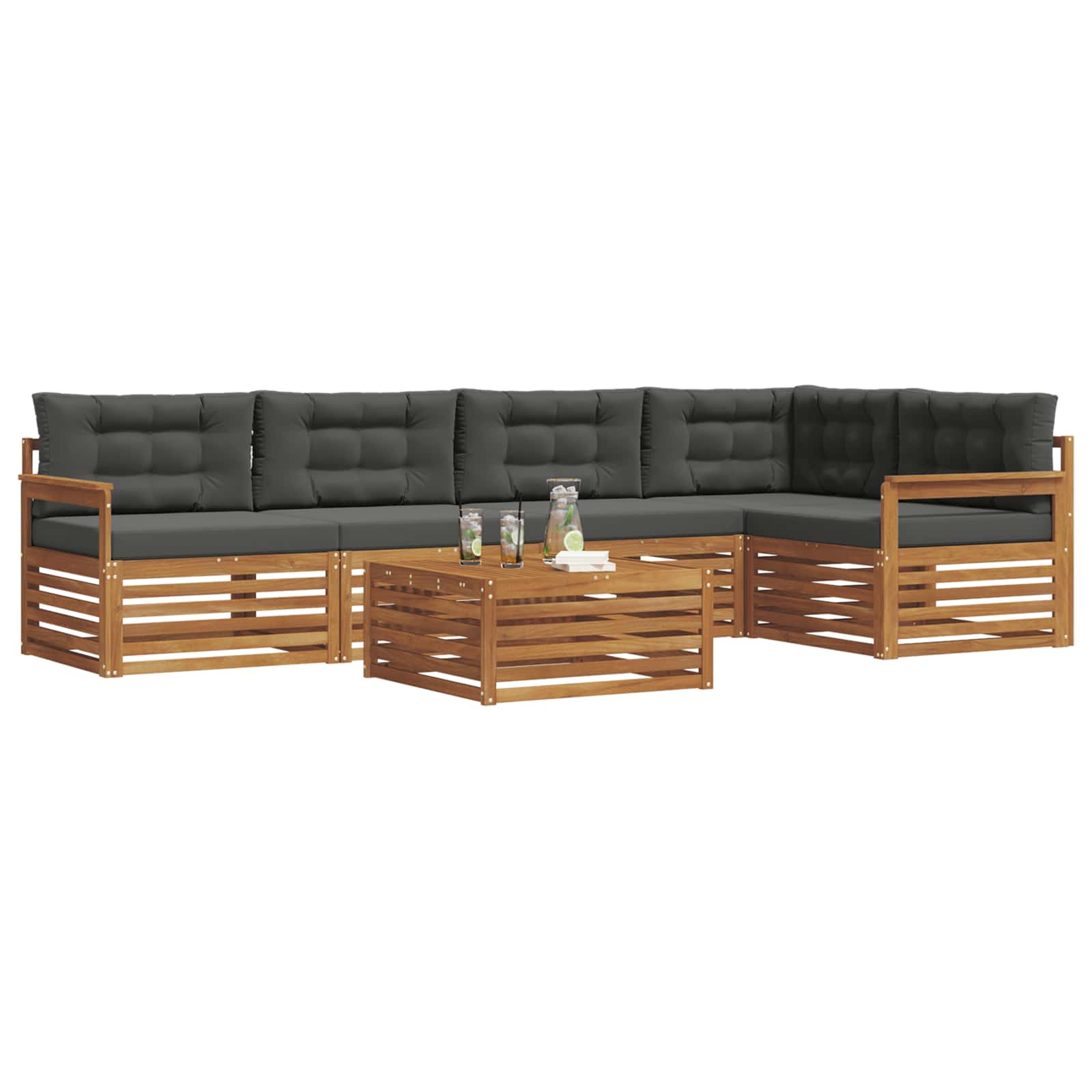 Outdoor-Sofagarnitur 6 stk. Natur und Anthrazit