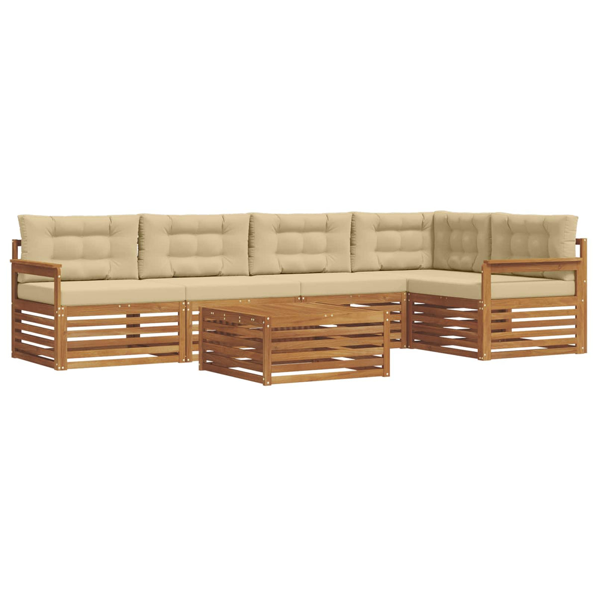 Outdoor-Sofagarnitur 6 stk. Natur und Beige