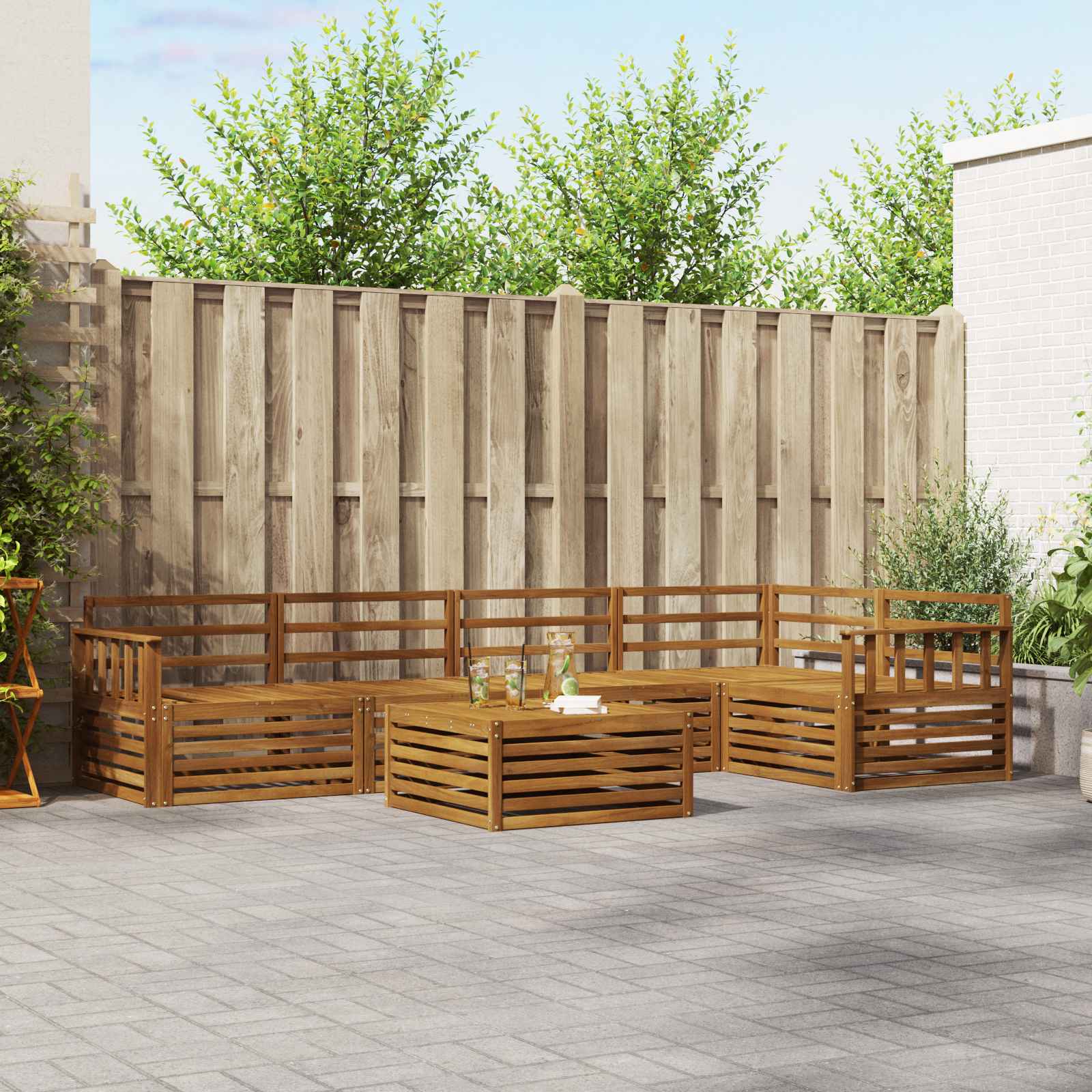 Outdoor-Sofagarnitur 6 pcs Natur