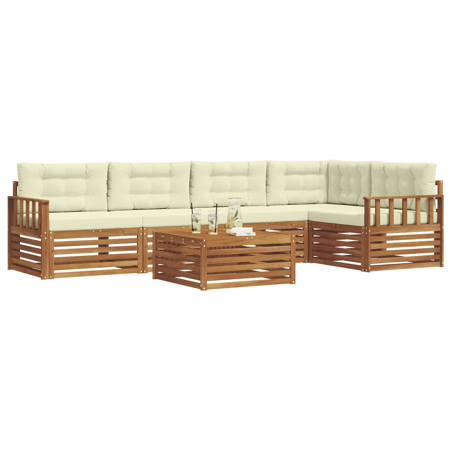 Outdoor-Sofagarnitur 6 stk. Natur und Creme