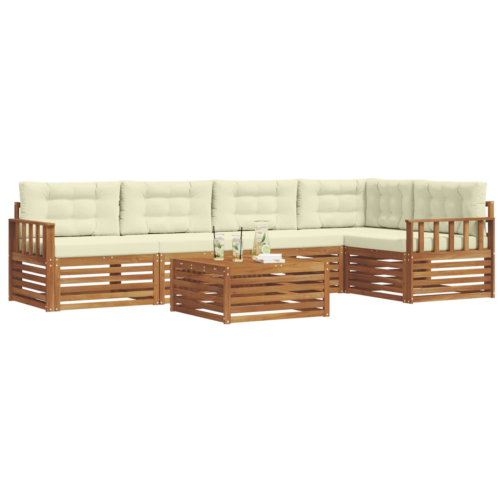 Outdoor-Sofagarnitur 6 stk. Natur und Creme