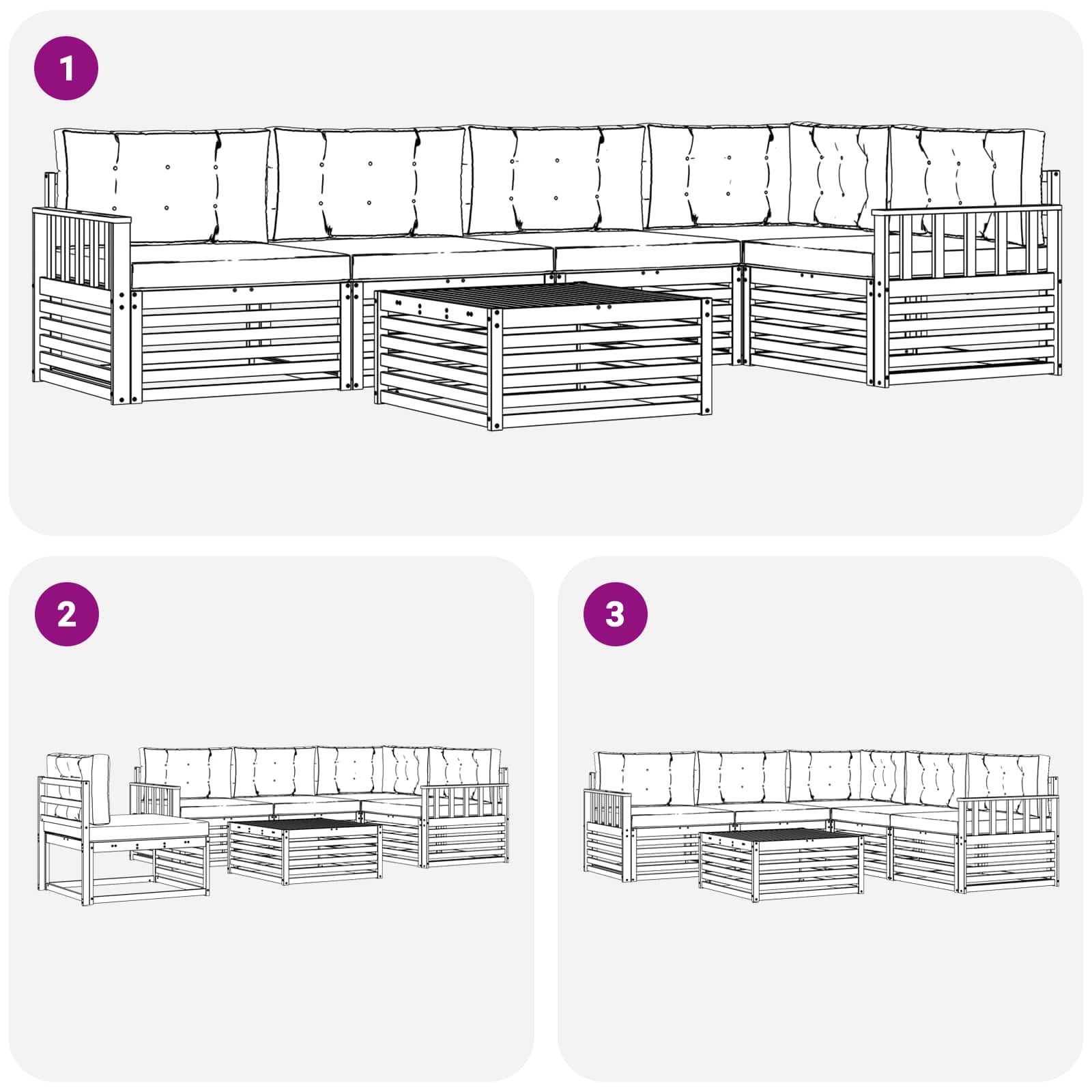 Outdoor-Sofagarnitur 6 stk. Natur und Creme