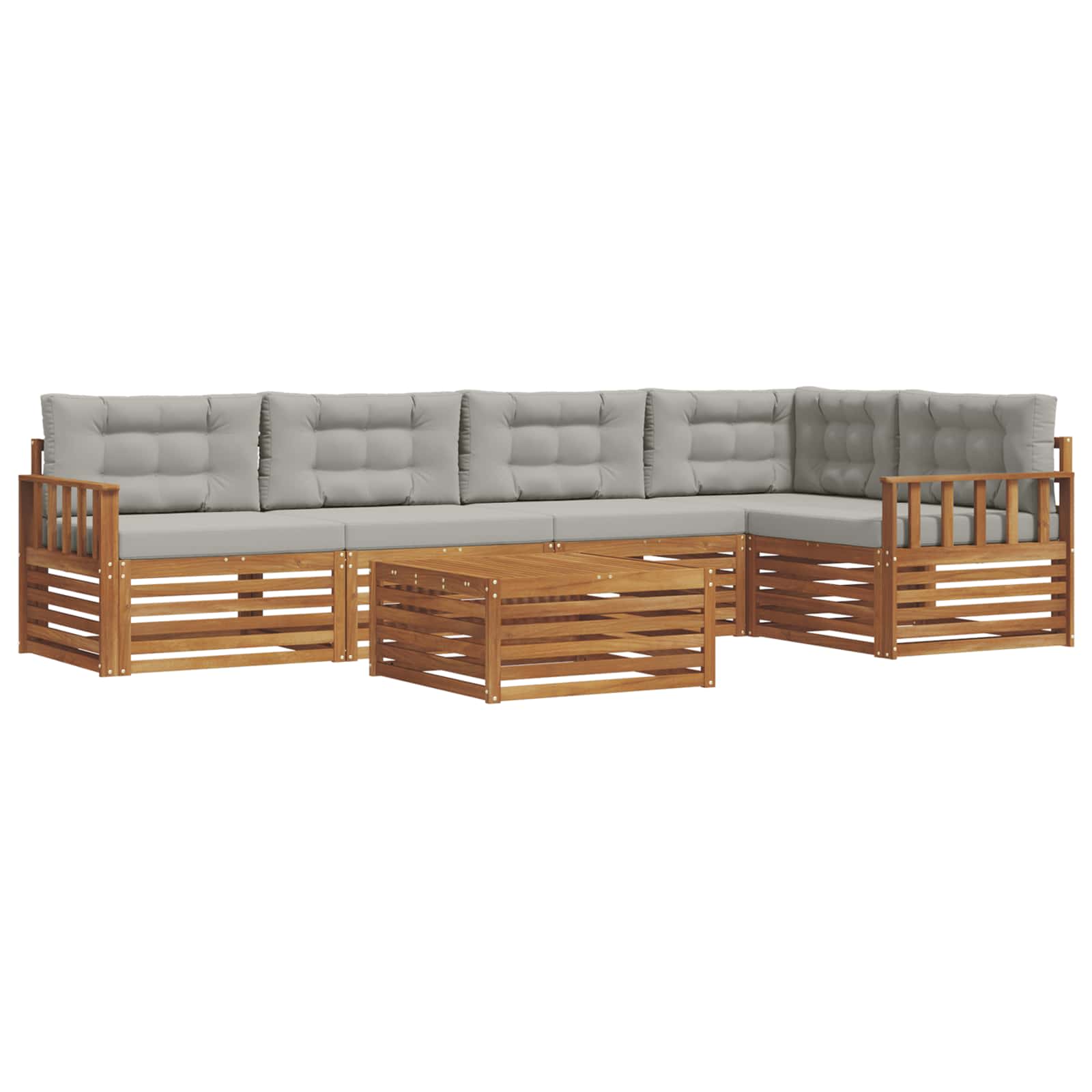 Outdoor-Sofagarnitur mit Kissen 6 pcs Natürlich und Hellgrau