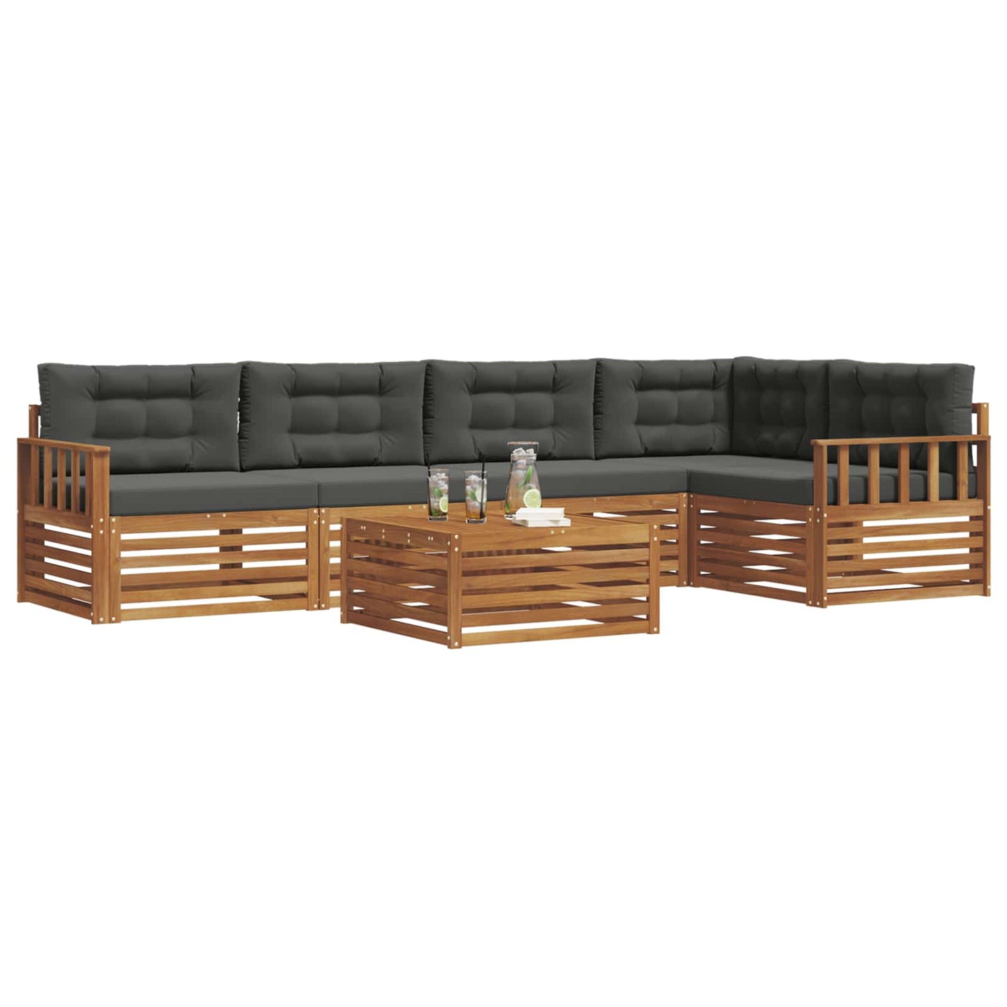 Outdoor-Sofagarnitur 6 stk. Natur und Anthrazit