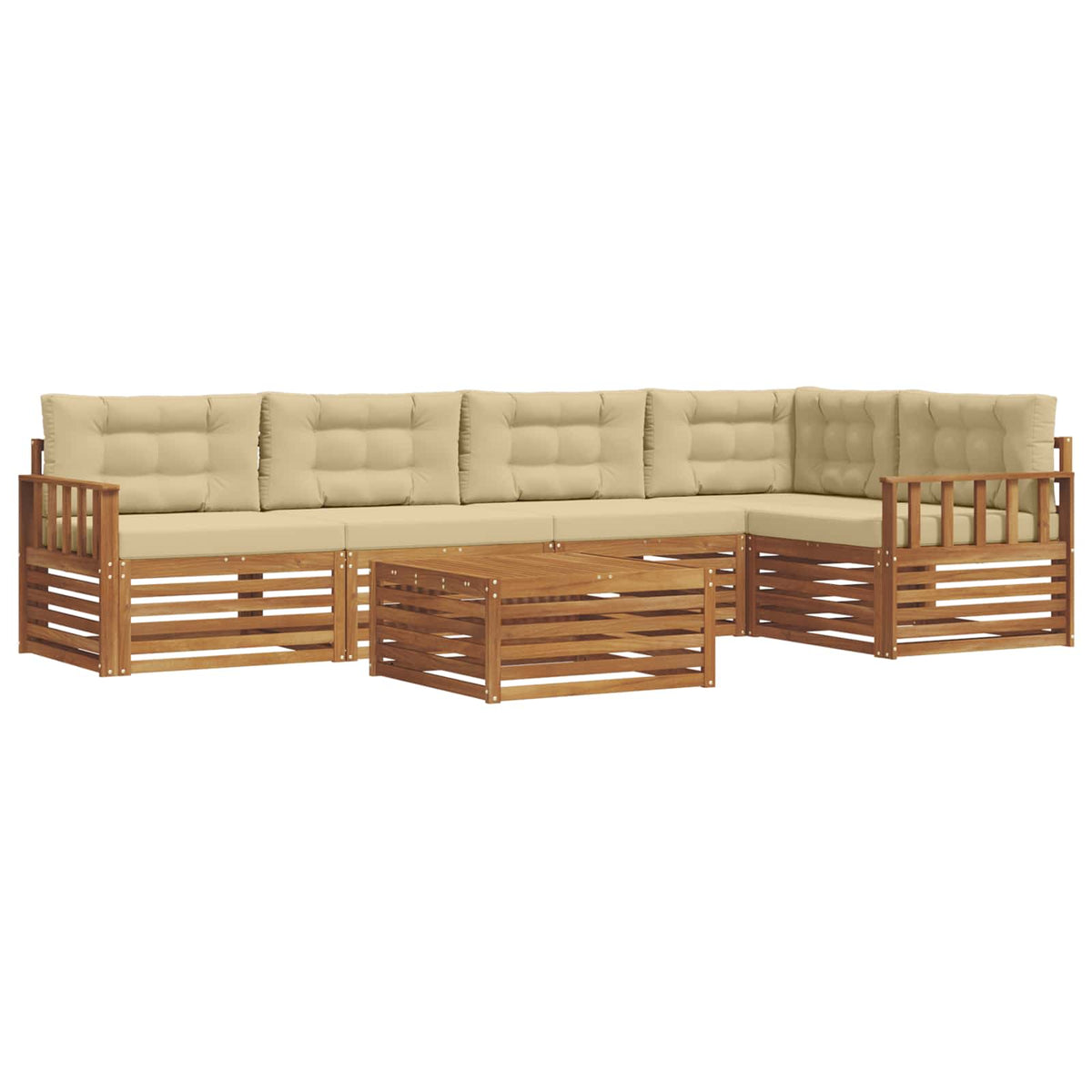 Outdoor-Sofagarnitur 6 stk. Natur und Beige