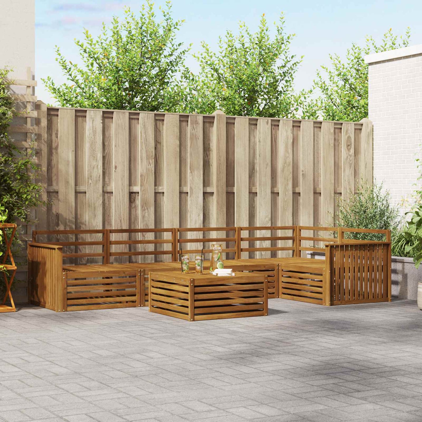 Outdoor-Sofagarnitur 6 pcs Natur