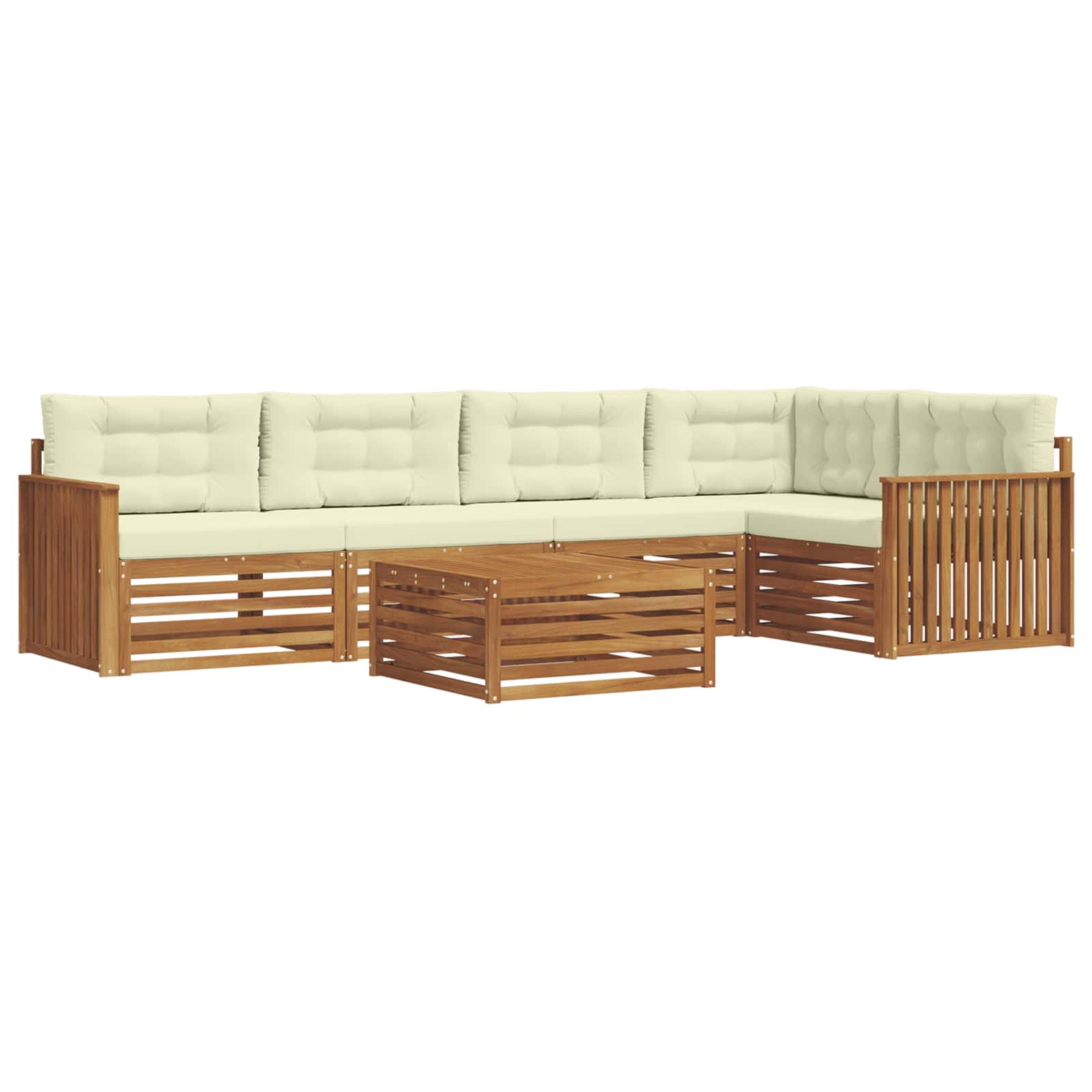Outdoor-Sofagarnitur mit Kissen 6 pcs Natur und Creme